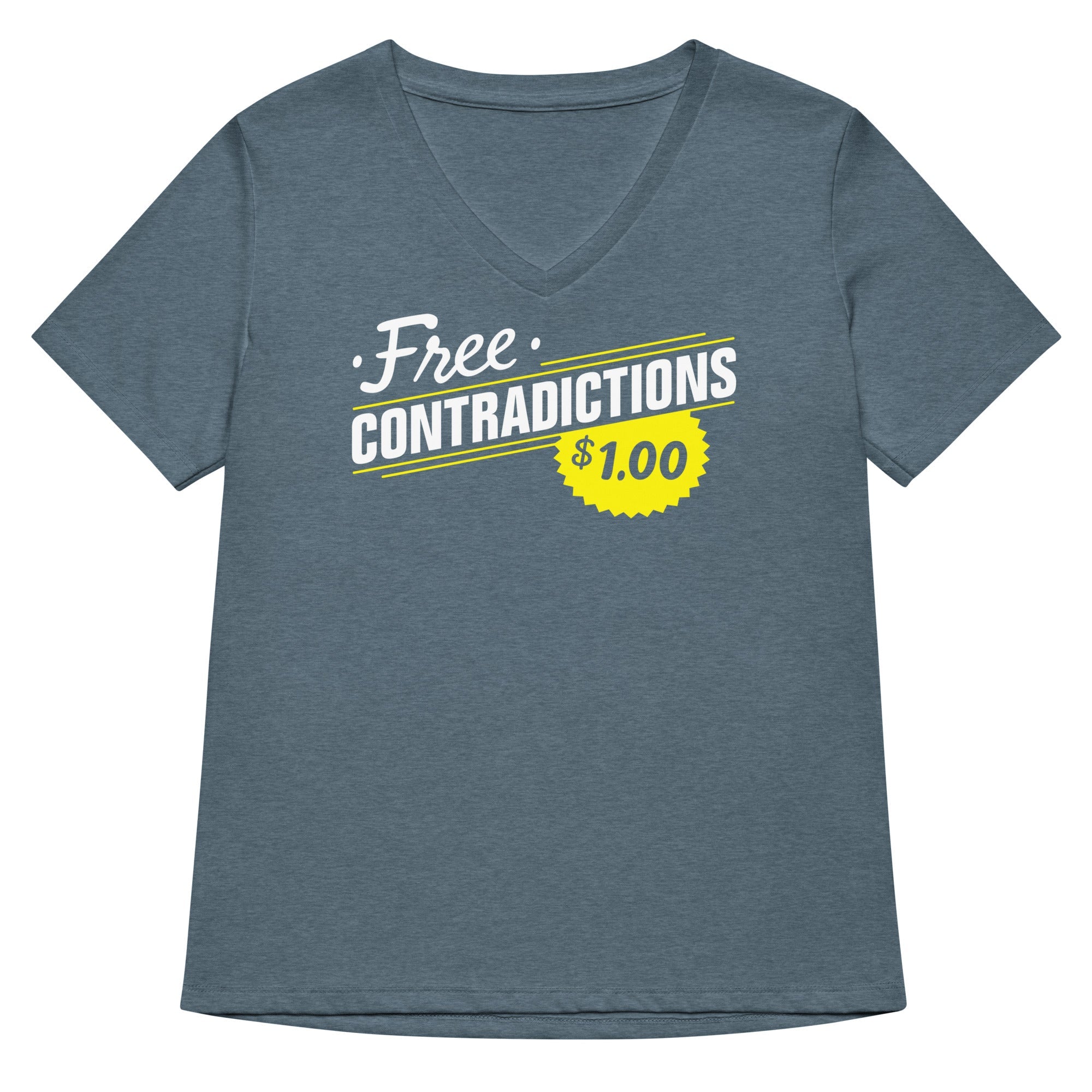 Free Contradictions Women S V Neck Tee V Neck T Shirt Premium Print