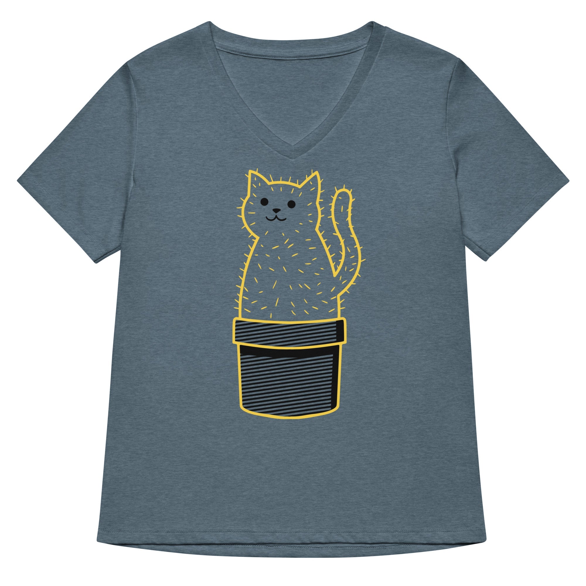 Catcus Women S V Neck Tee V Neck T Shirt Premium Print