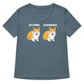 Corgi Sitting And Standing Women S V Neck Tee V Neck T Shirt US Trend