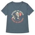 Outside I M Hootin Inside Hollerin Women S V Neck Tee V Neck T Shirt Clean Design