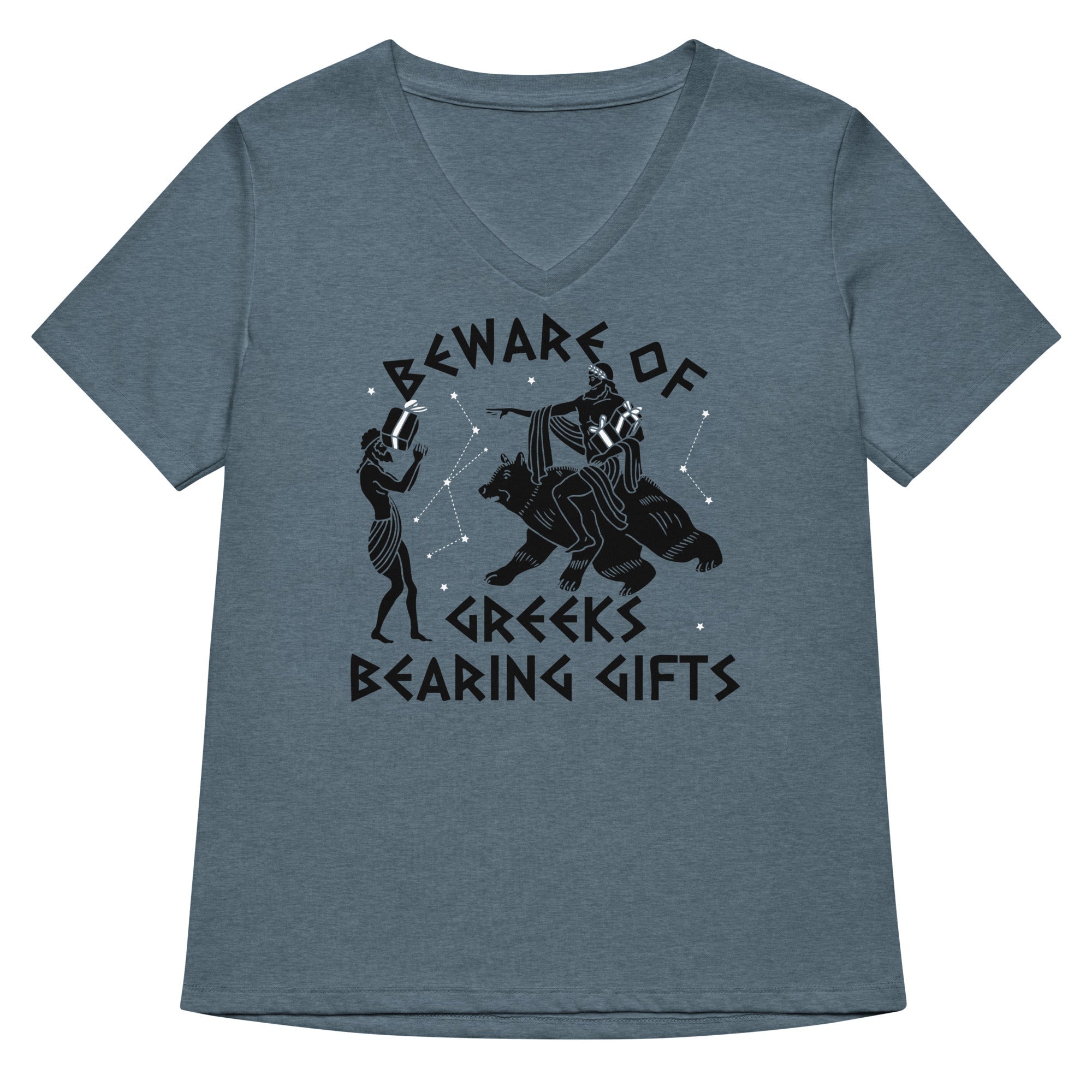Beware Of Greeks Bearing Gifts Women S V Neck Tee V Neck T Shirt Minimal Style