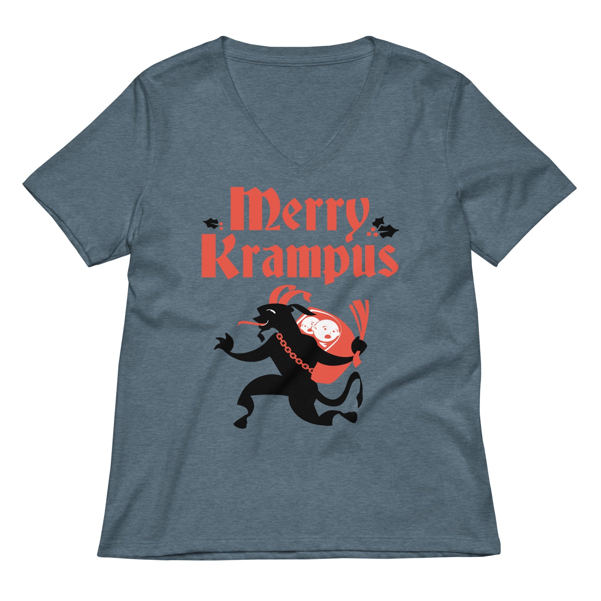Merry Krampus Women S V Neck Tee V Neck T Shirt Gift Ready