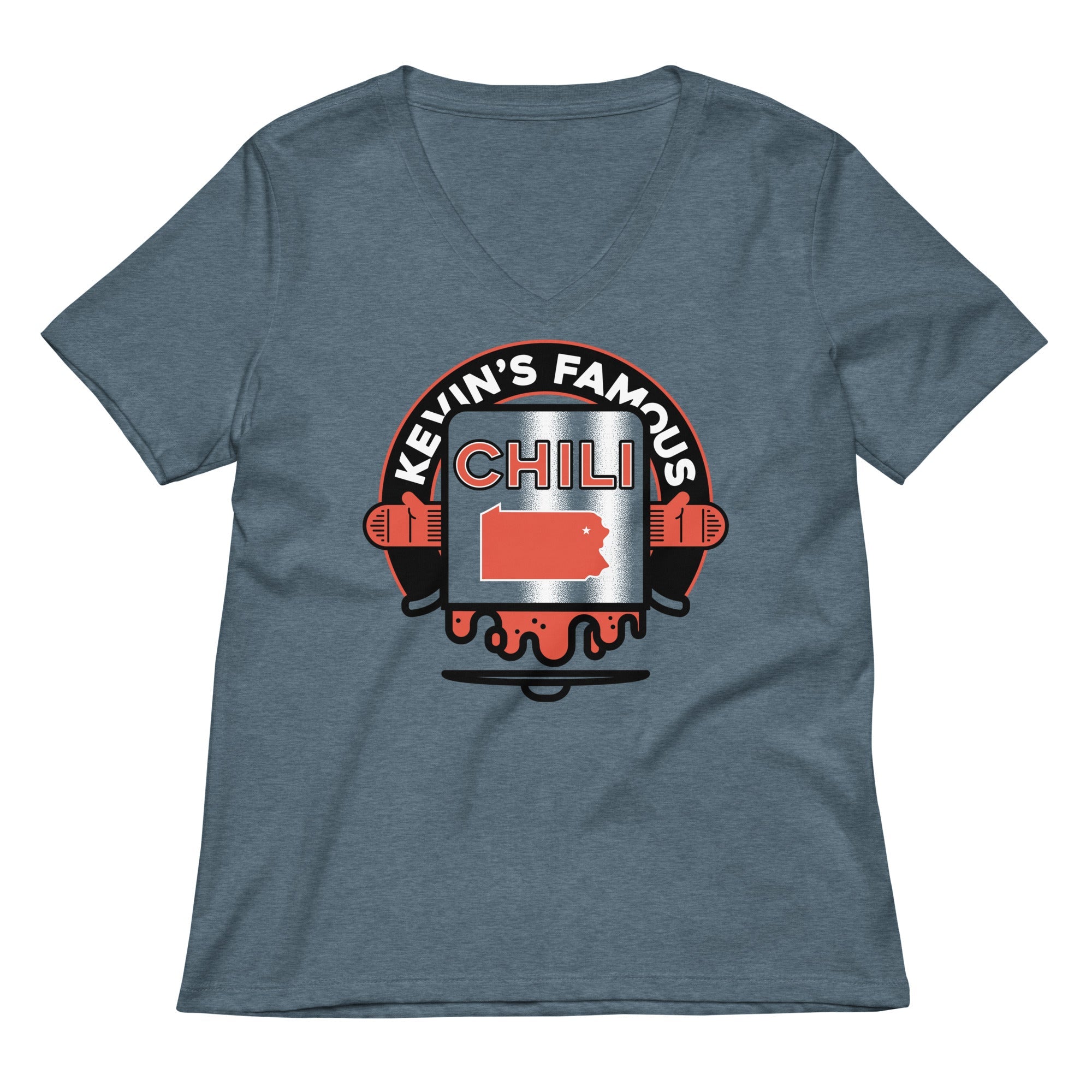 Kevin S Famous Chili Women V Neck Tee V Neck T Shirt Premium Print