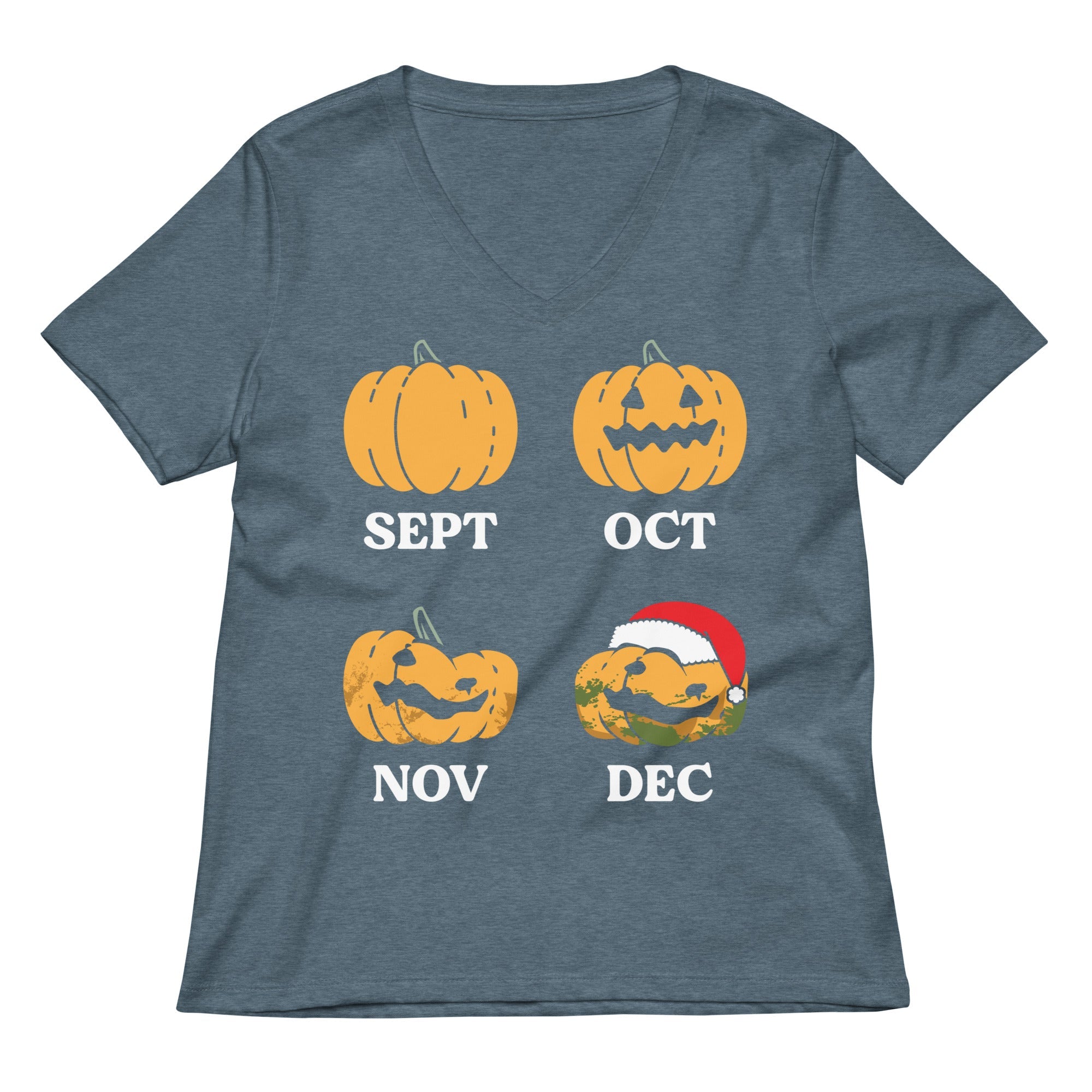 Pumpkin Months Women S V Neck Tee V Neck T Shirt Everyday Wear