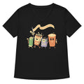Let S All Go Watch Scary Movies Women V Neck Tee V Neck T Shirt Premium Print