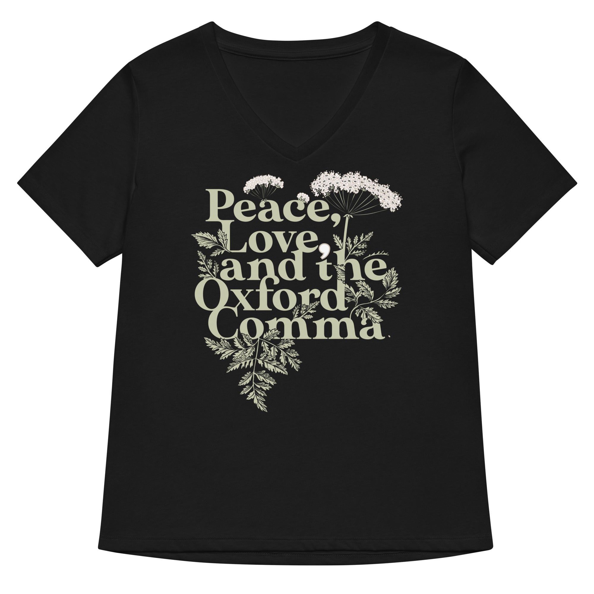 Peace Love And The Oxford Comma Women S V Neck Tee V Neck T Shirt Everyday Wear