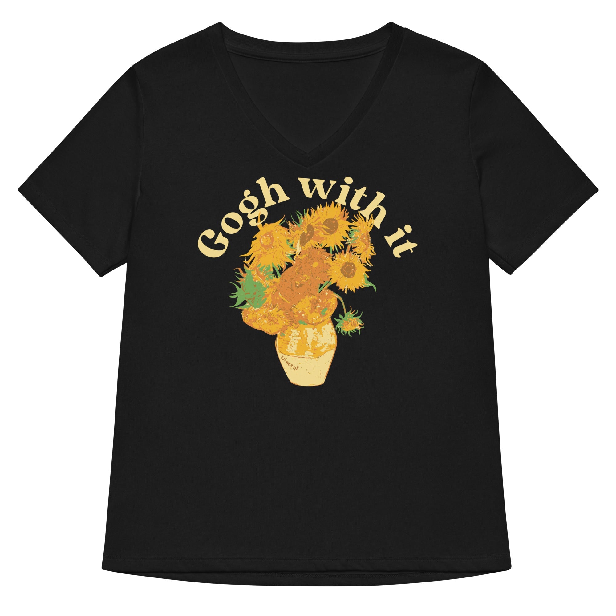Gogh With It Women S V Neck Tee V Neck T Shirt US Trend