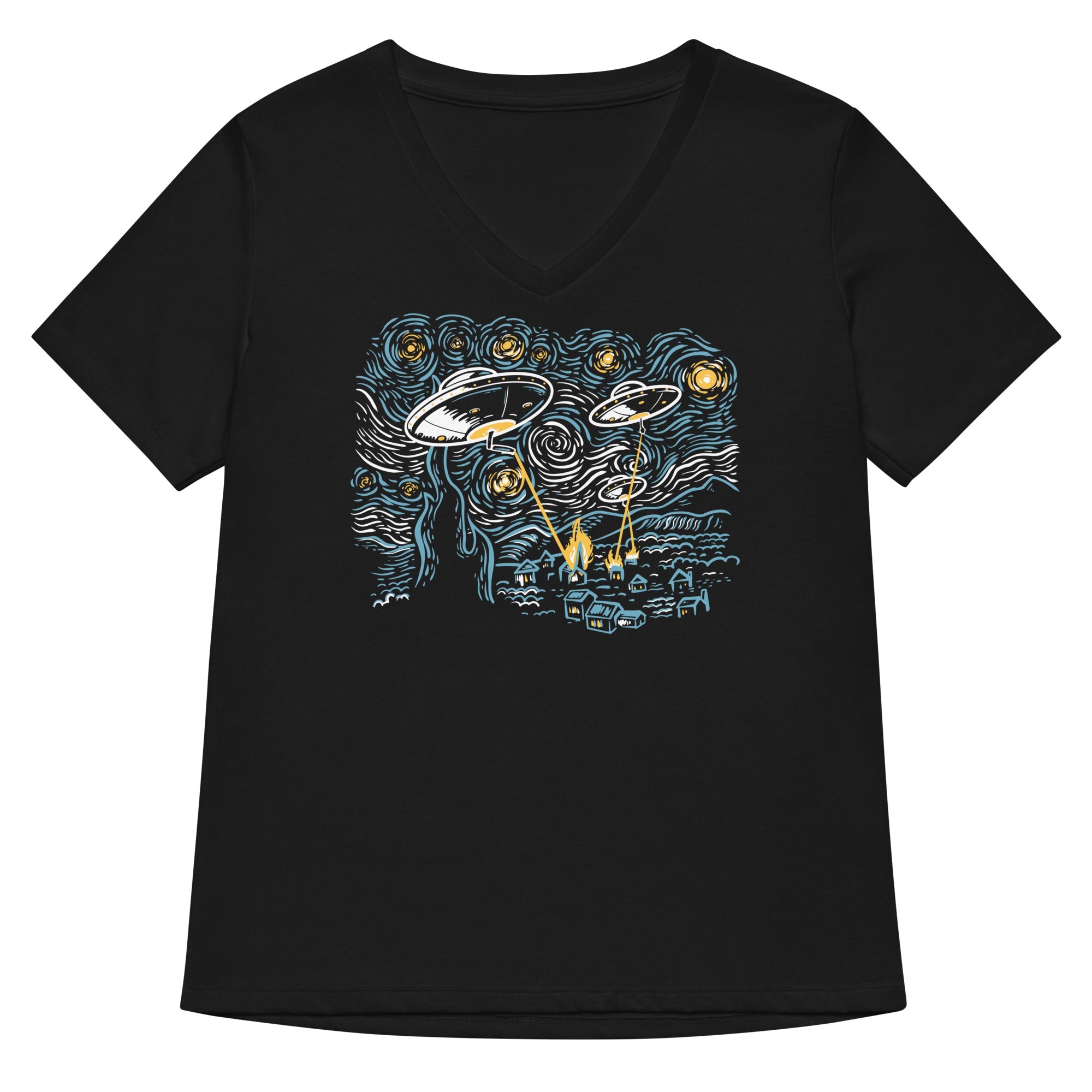 Starry Invasion Women S V Neck Tee V Neck T Shirt Clean Design