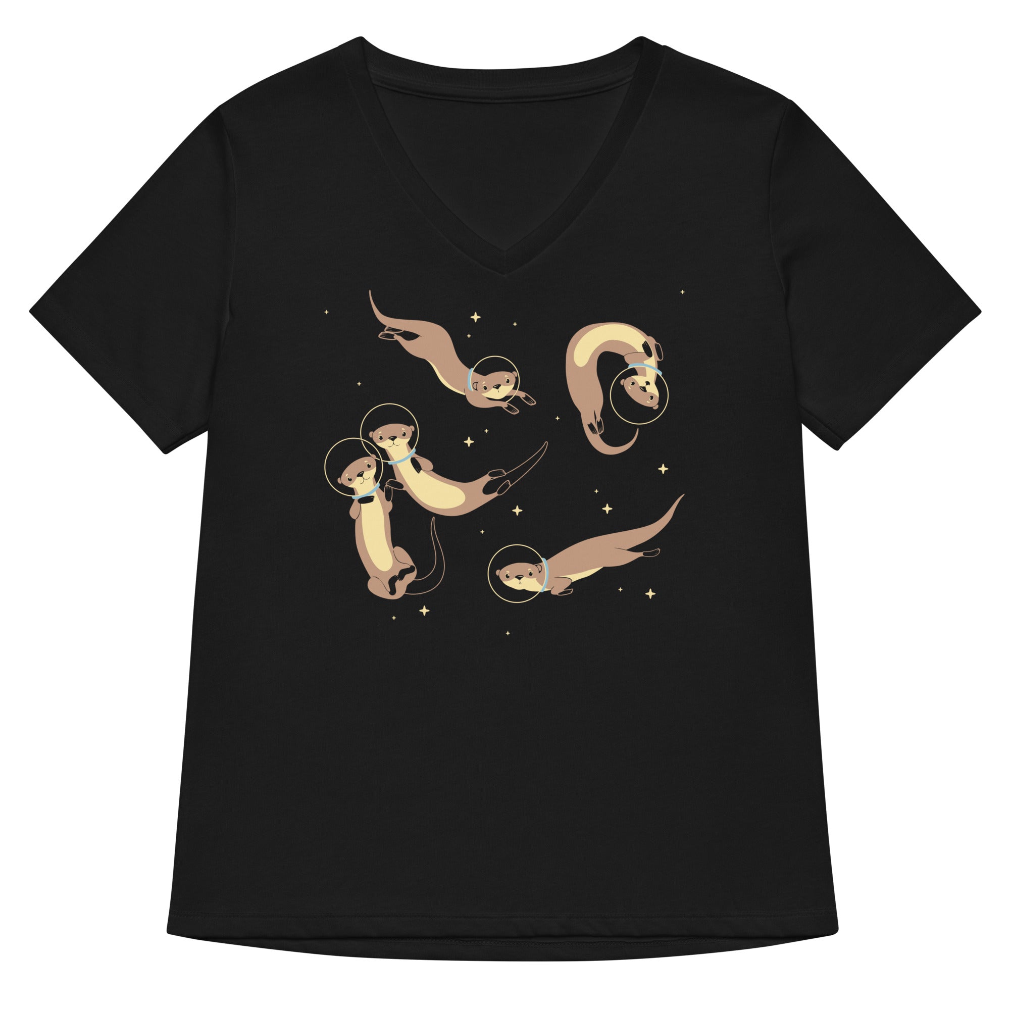 Otter Space Women S V Neck Tee V Neck T Shirt Clean Design