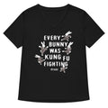 Every Bunny Was Kung Fu Fighting Women S V Neck Tee V Neck T Shirt US Trend