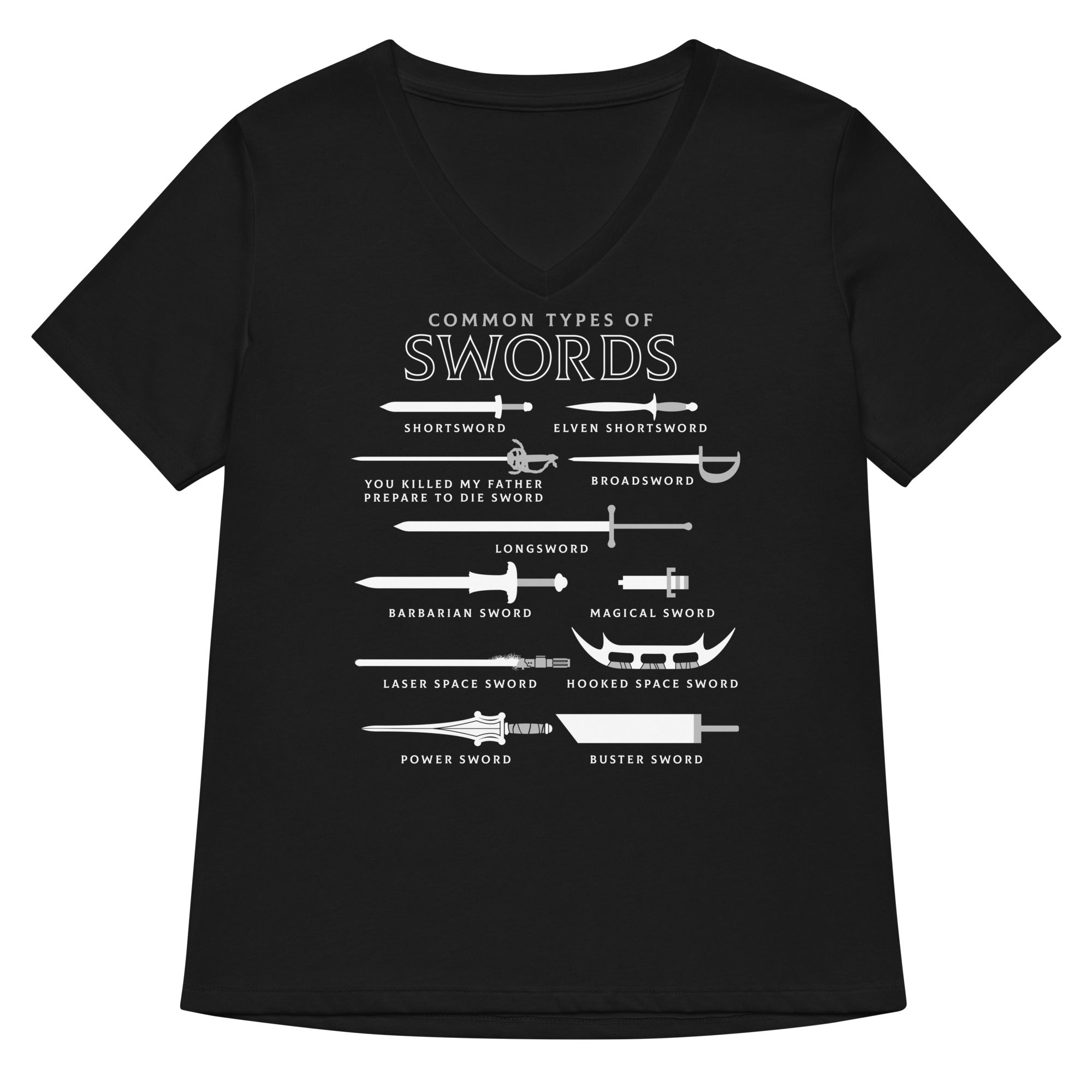 Common Types Of Swords Women S V Neck Tee V Neck T Shirt Gift Ready