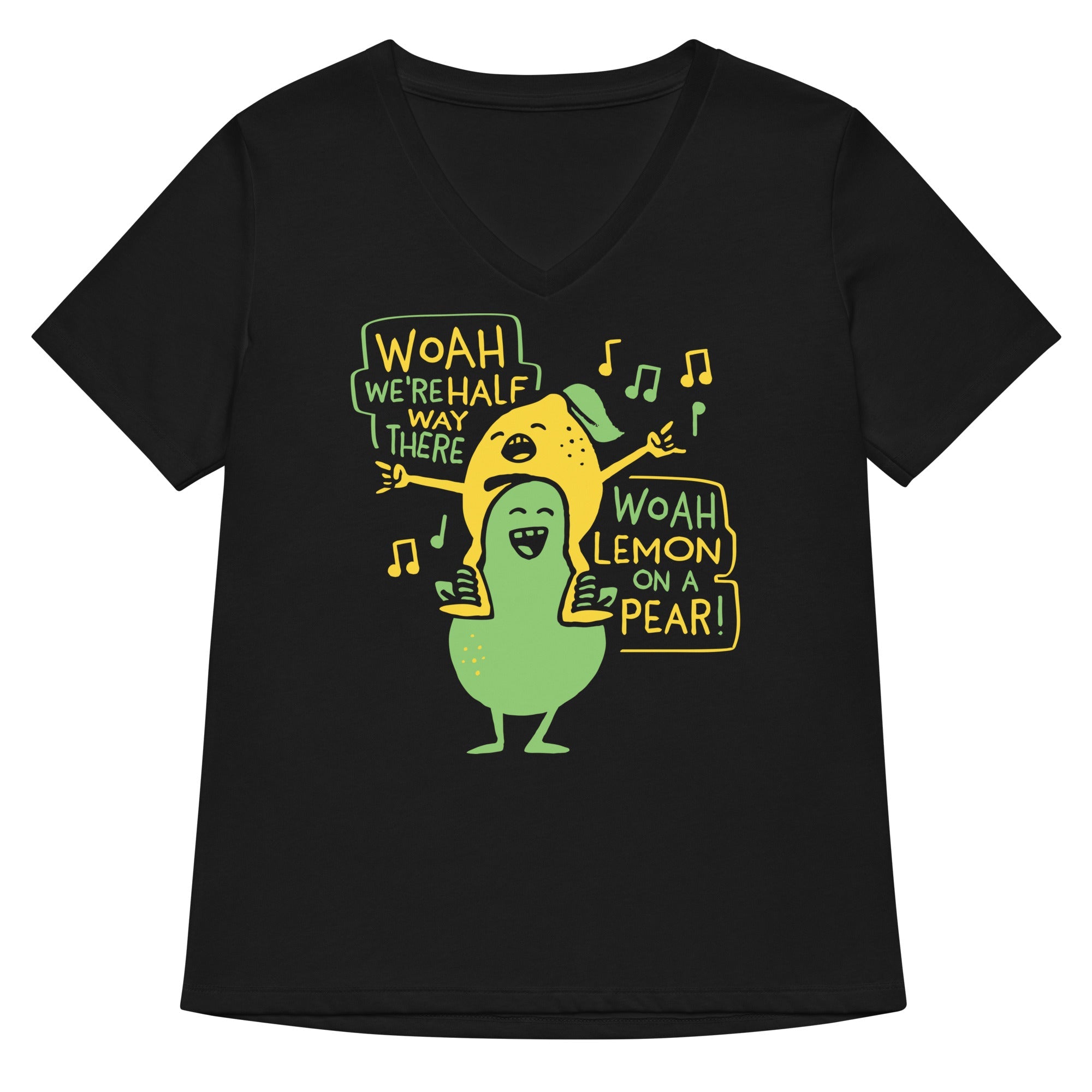 Lemon On A Pear Women S V Neck Tee V Neck T Shirt Clean Design
