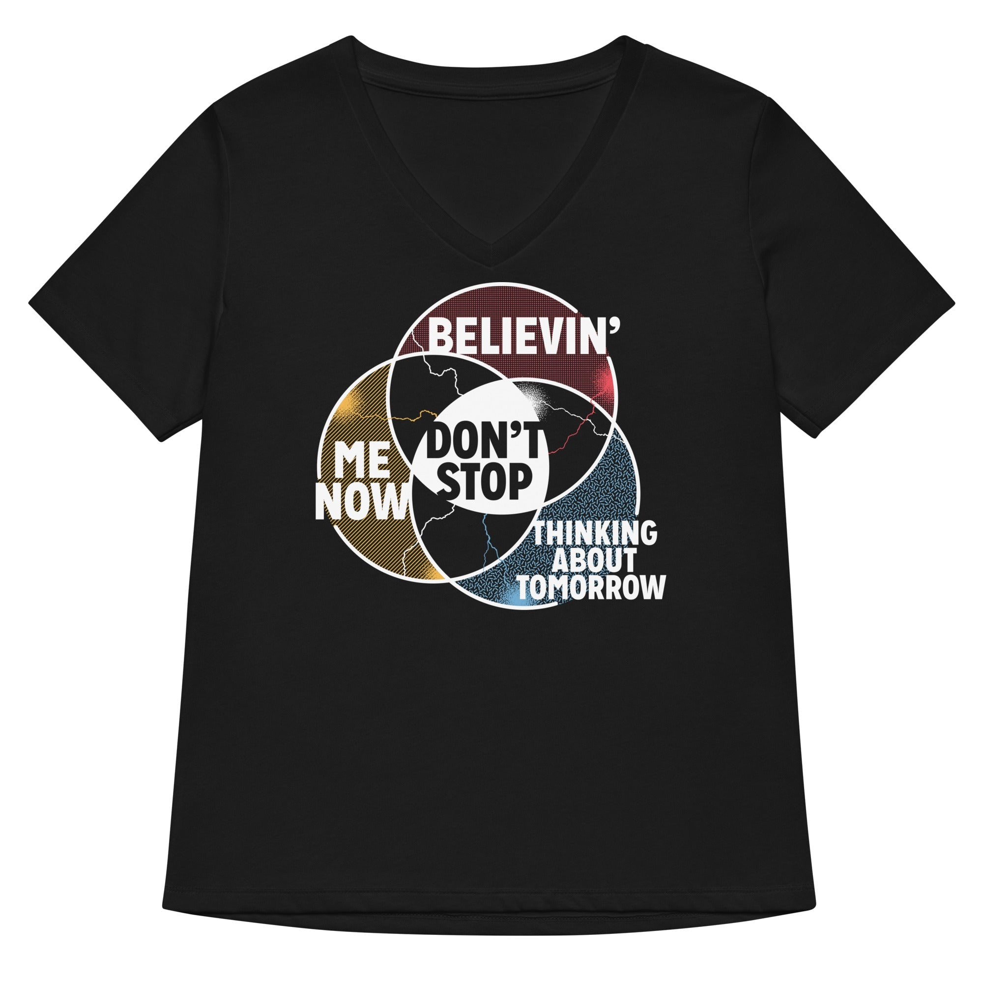 Don T Stop Venn Diagram Women S V Neck Tee V Neck T Shirt US Trend