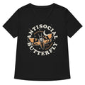 Antisocial Butterfly Women S V Neck Tee V Neck T Shirt Premium Print