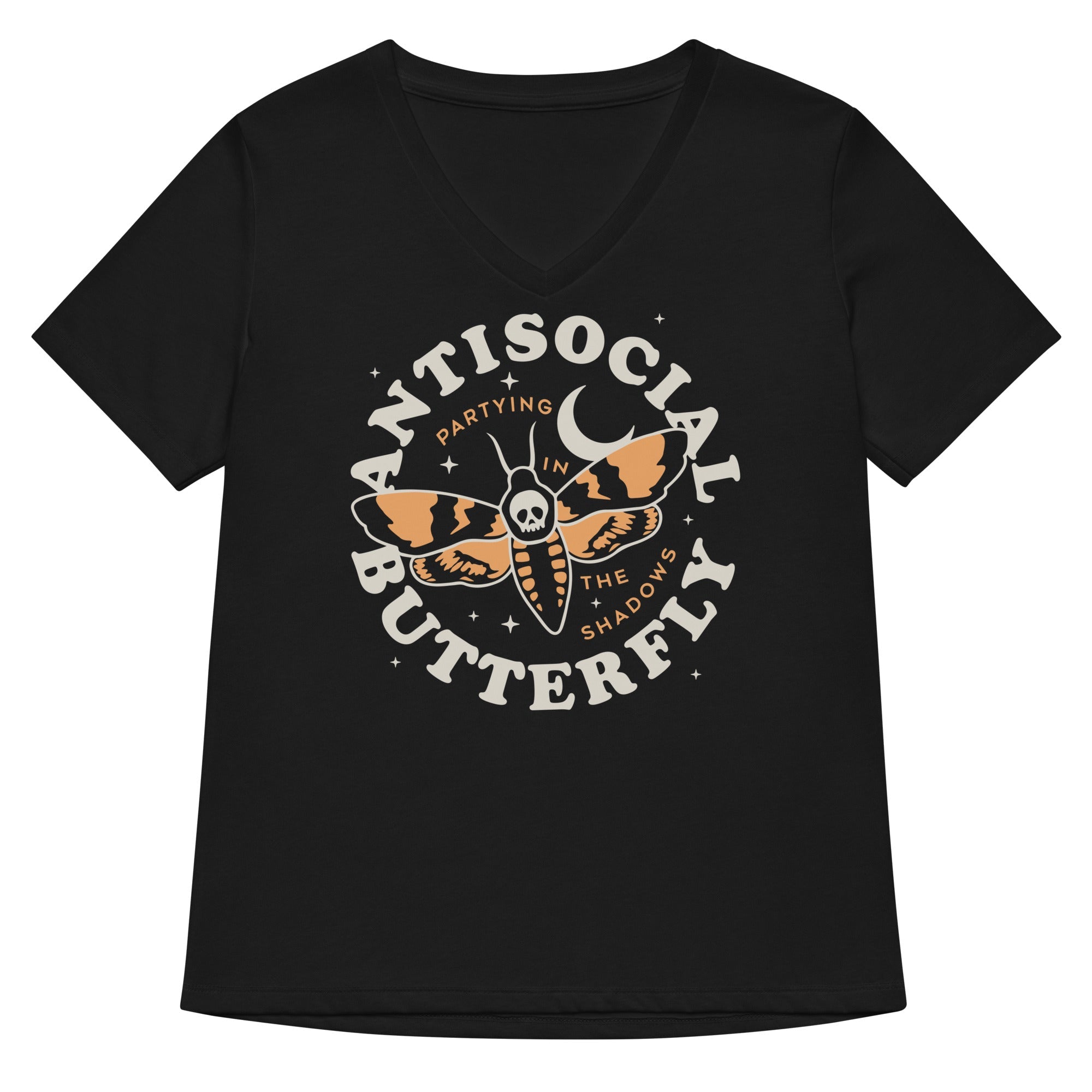 Antisocial Butterfly Women S V Neck Tee V Neck T Shirt Premium Print