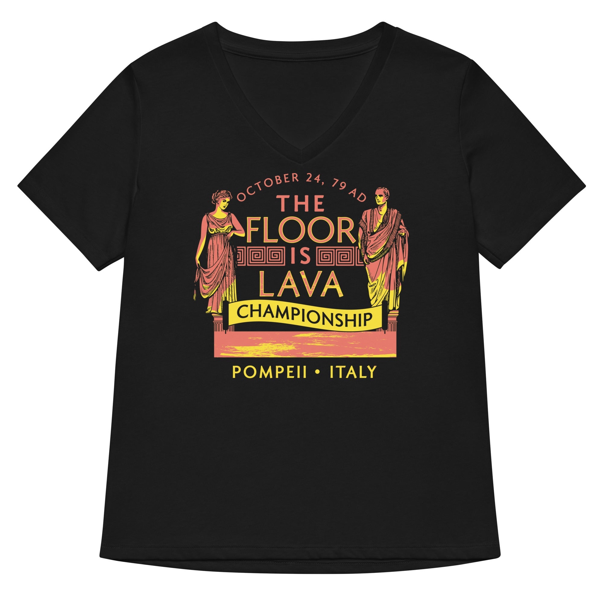 Pompeii Floor Is Lava Championship Women S V Neck Tee V Neck T Shirt US Trend