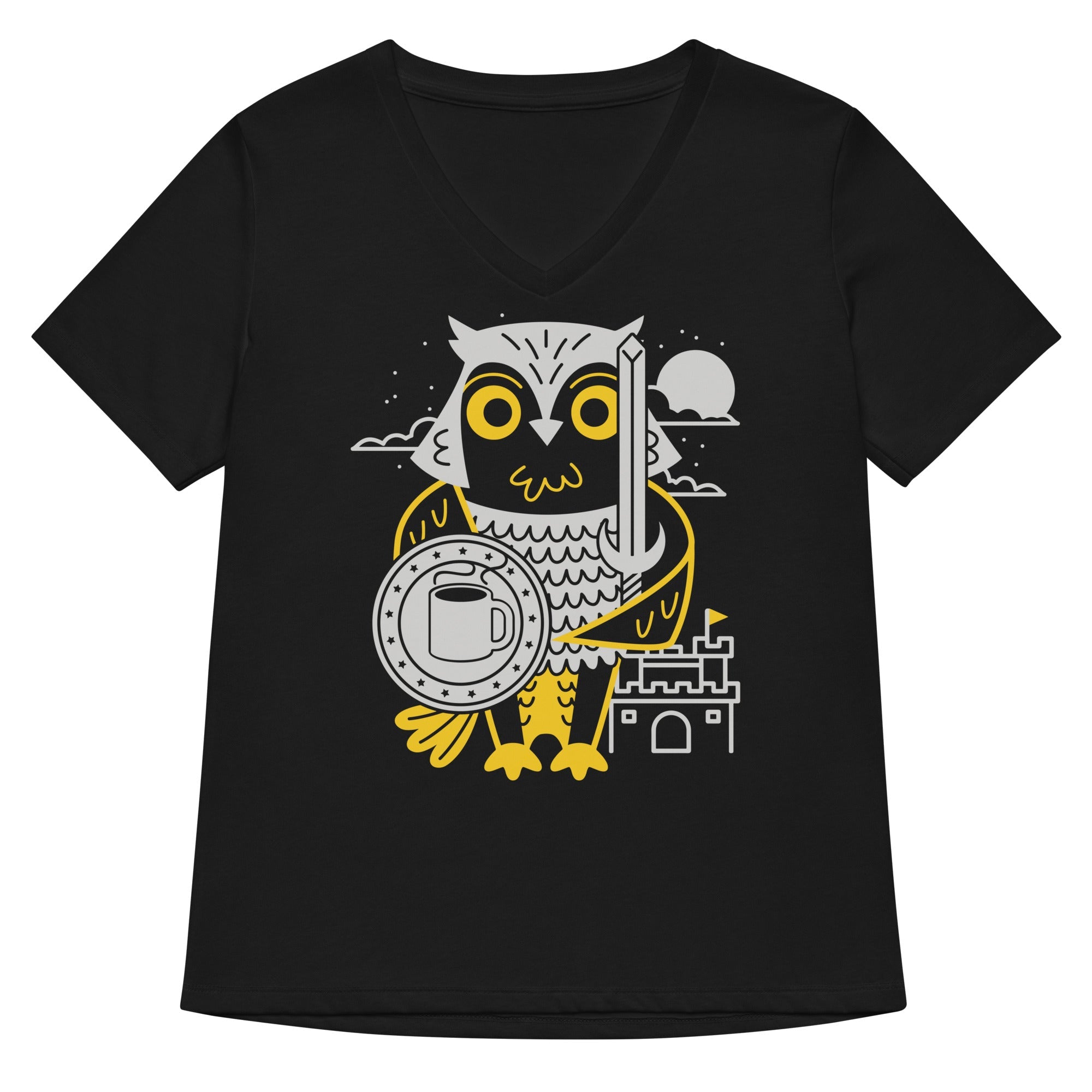 Knight Owl Women S V Neck Tee V Neck T Shirt US Trend