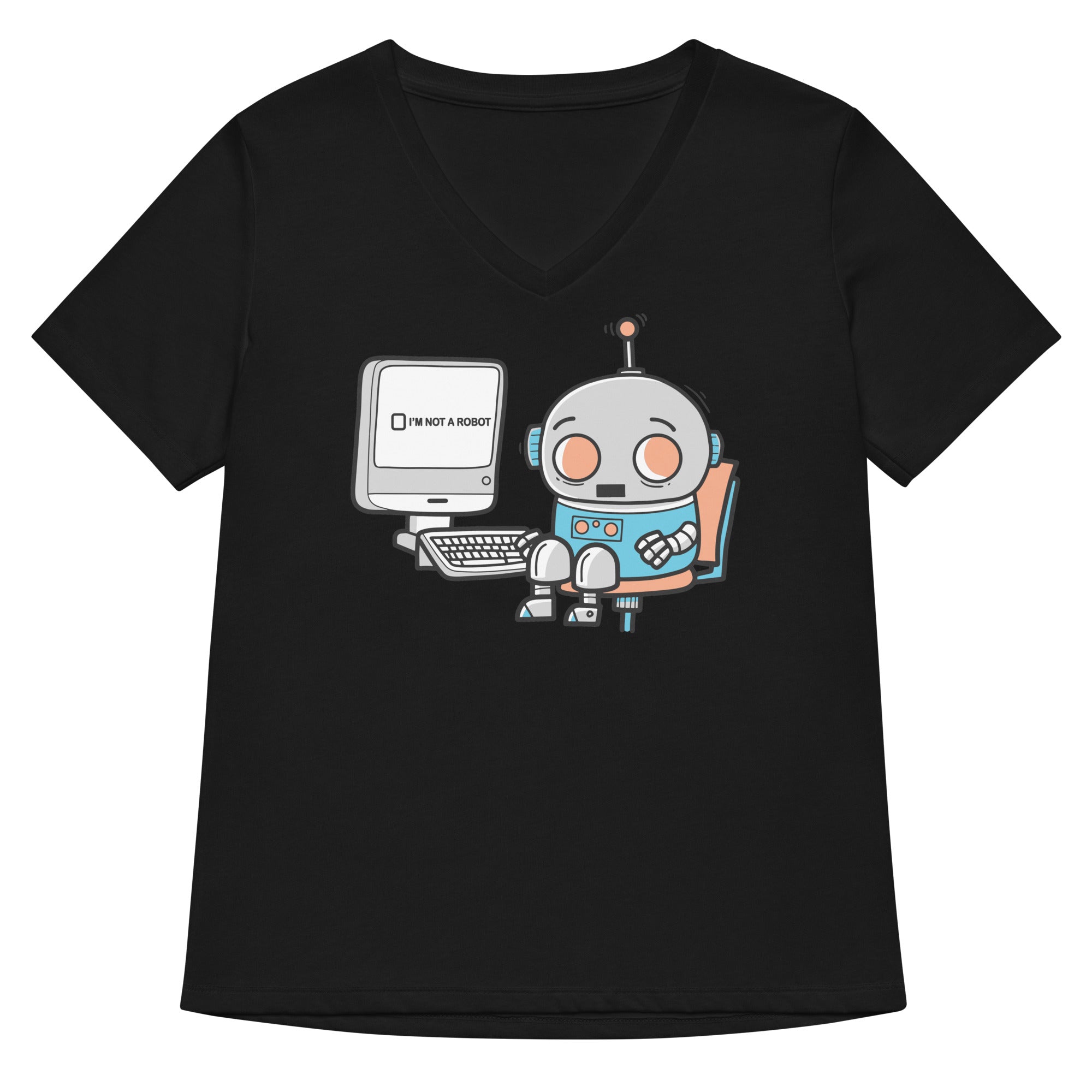 Robot Captcha Women S V Neck Tee V Neck T Shirt Gift Ready