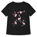 Flamingos In Space Women S V Neck Tee V Neck T Shirt Minimal Style