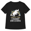 Save The Chubby Unicorns Women S V Neck Tee V Neck T Shirt Minimal Style