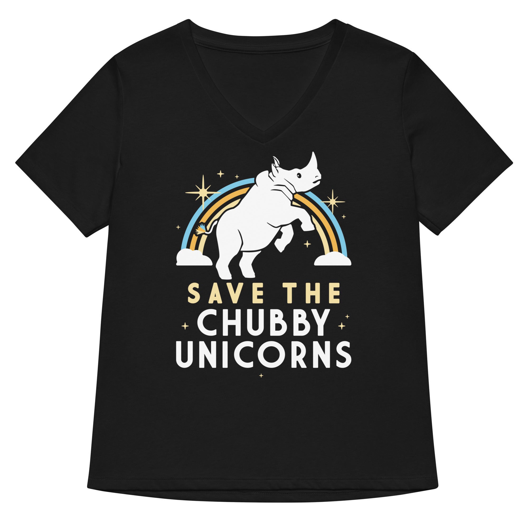 Save The Chubby Unicorns Women S V Neck Tee V Neck T Shirt Minimal Style