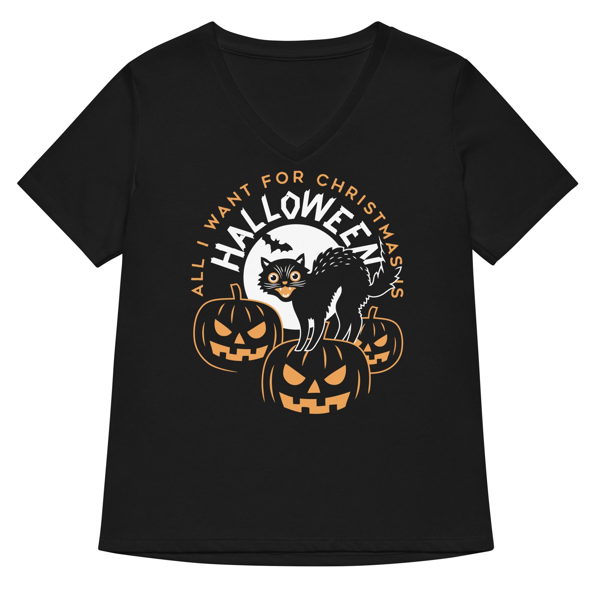 All I Want For Christmas Is Halloween Women S V Neck Tee V Neck T Shirt US Trend