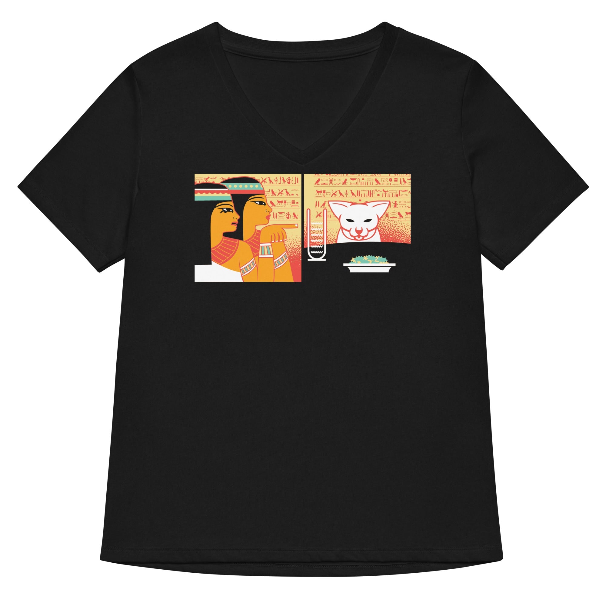 Egyptian Cat Women S V Neck Tee V Neck T Shirt Minimal Style
