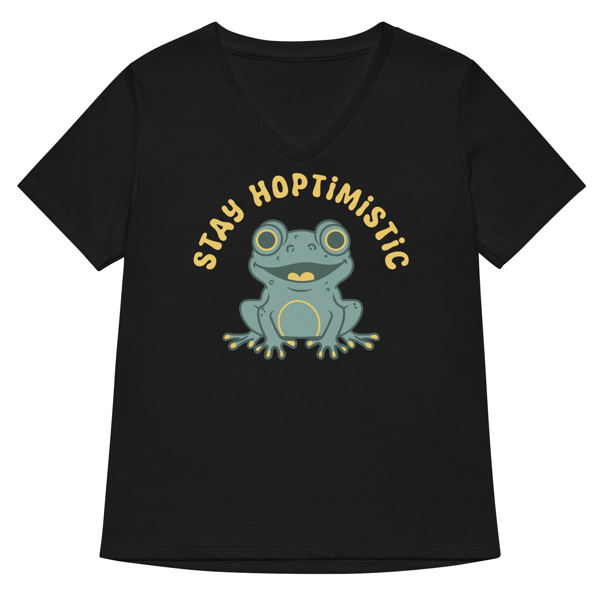 Stay Hoptimistic Women S V Neck Tee V Neck T Shirt US Trend