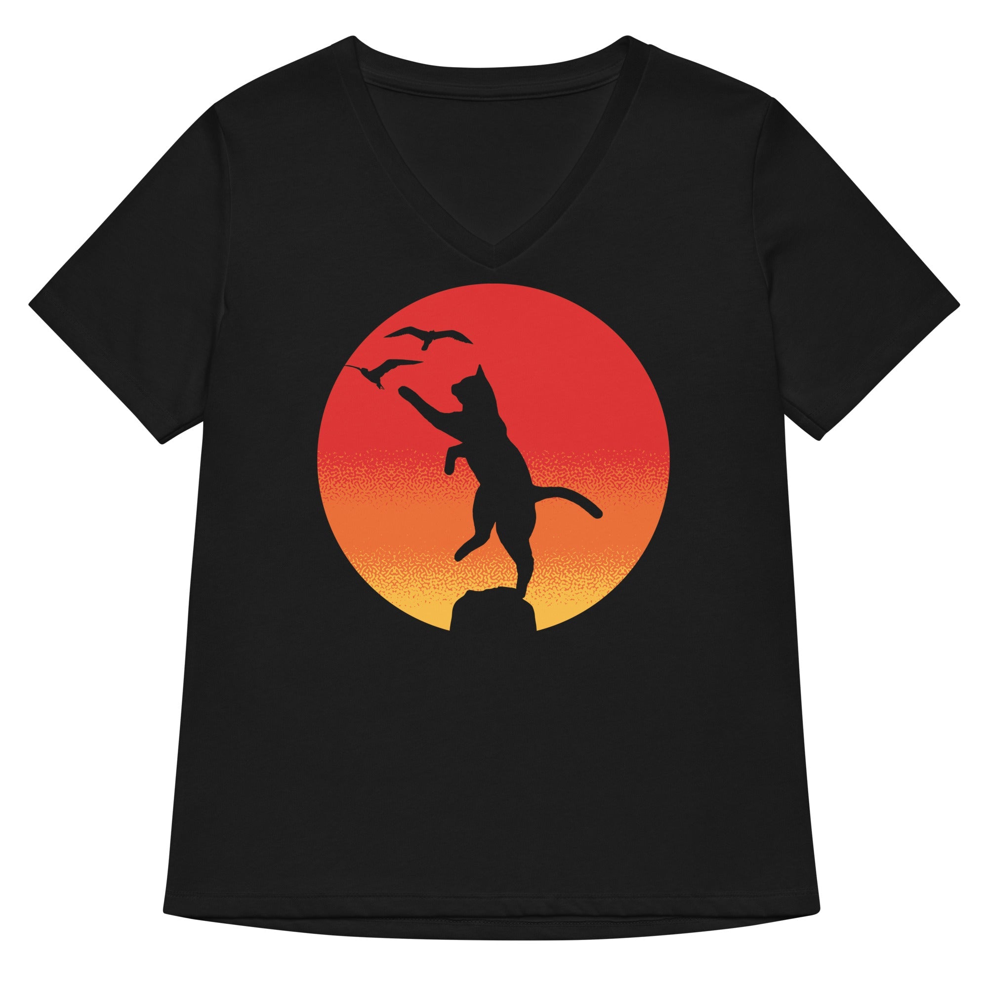 The Karate Cat Women S V Neck Tee V Neck T Shirt US Trend