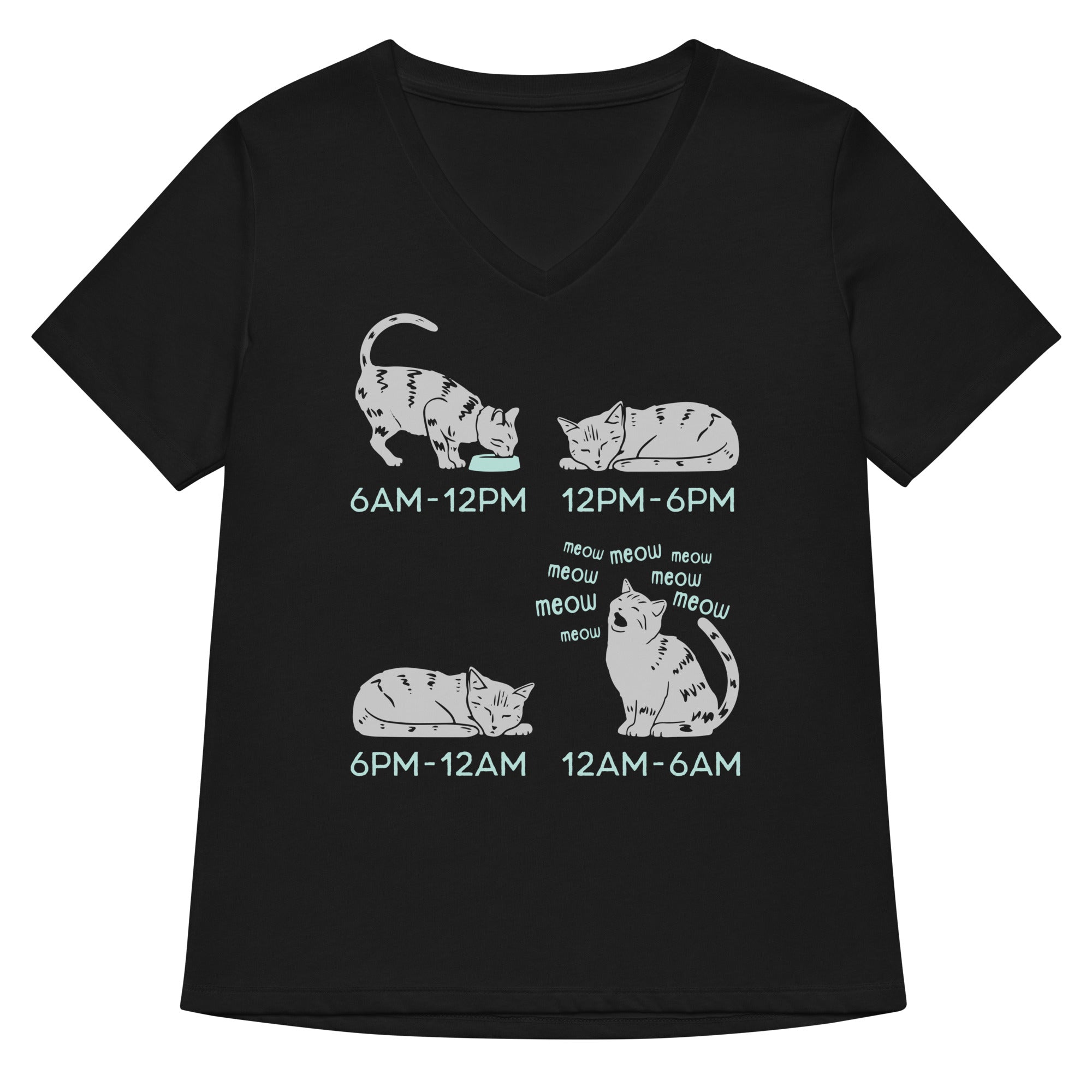 Cat Day Schedule Women S V Neck Tee V Neck T Shirt US Trend