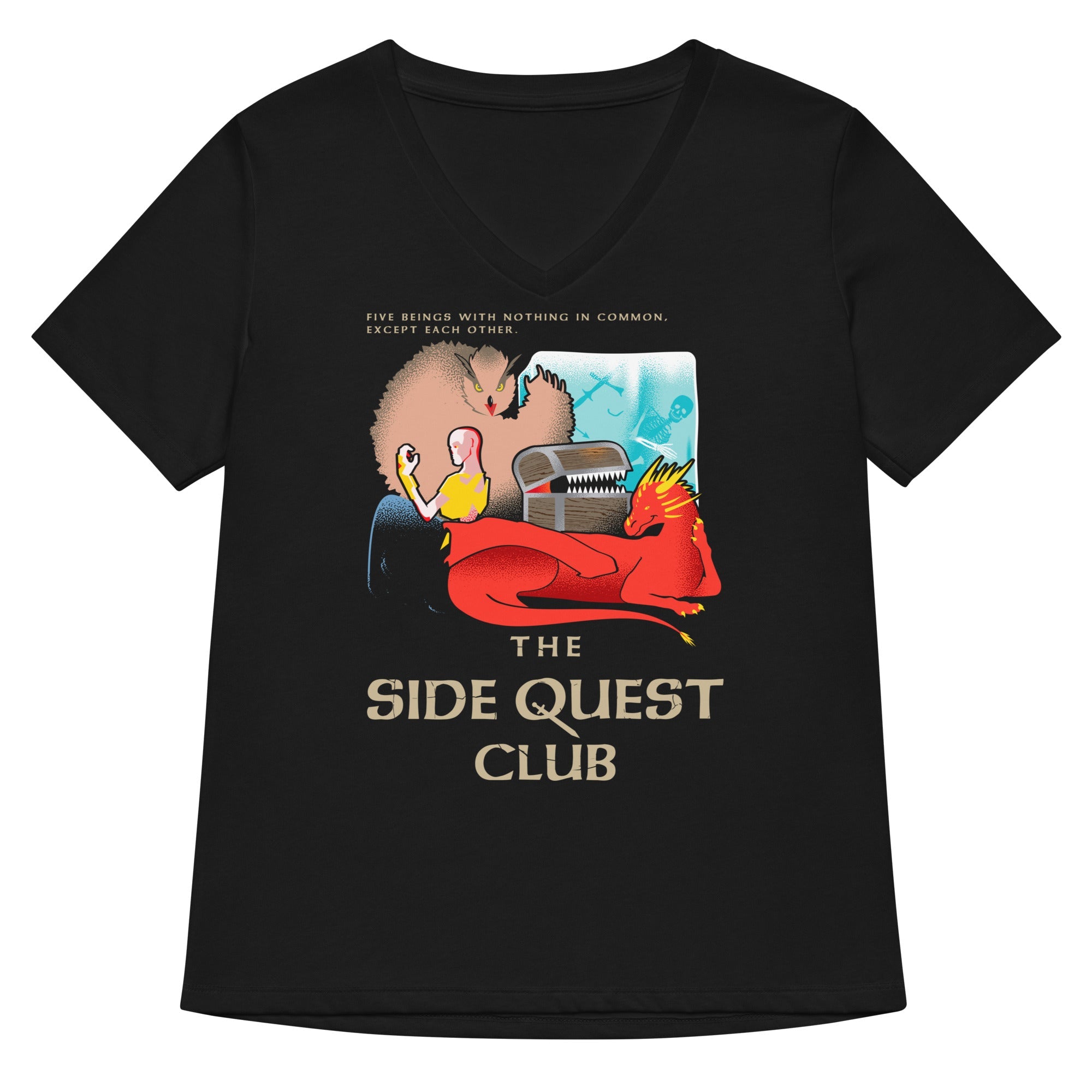 The Side Quest Club Women S V Neck Tee V Neck T Shirt Premium Print