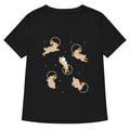 Bunnies In Space Women S V Neck Tee V Neck T Shirt Everyday Wear