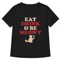 Eat Drink Be Meowy Women S V Neck Tee V Neck T Shirt Premium Print