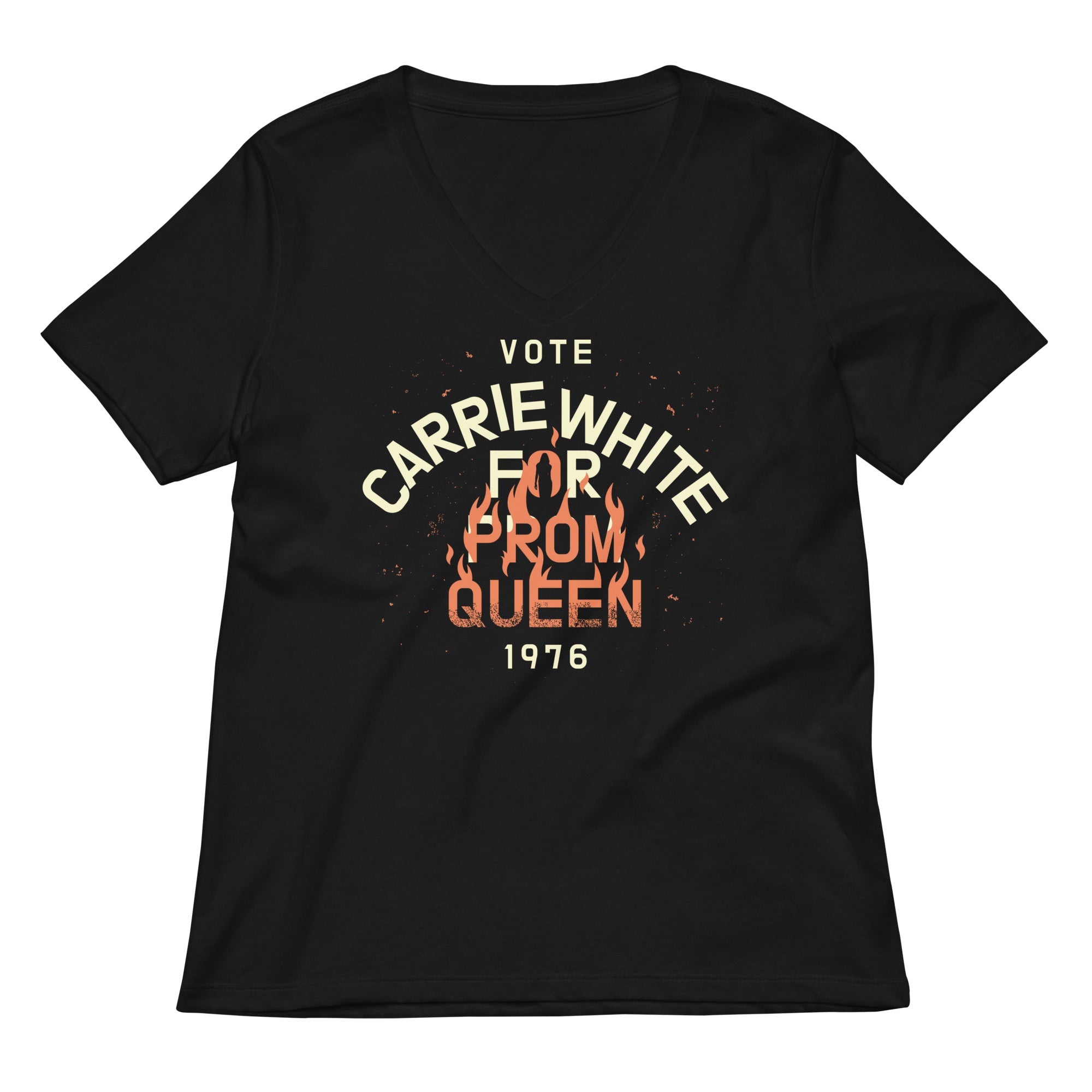Vote Carrie White For Prom Queen Women S V Neck Tee V Neck T Shirt Clean Design