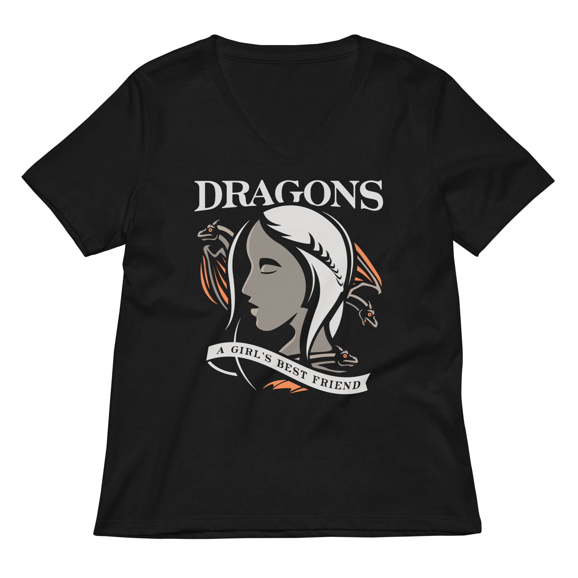 Dragons Are A Girl S Best Friend Women V Neck Tee V Neck T Shirt Premium Print