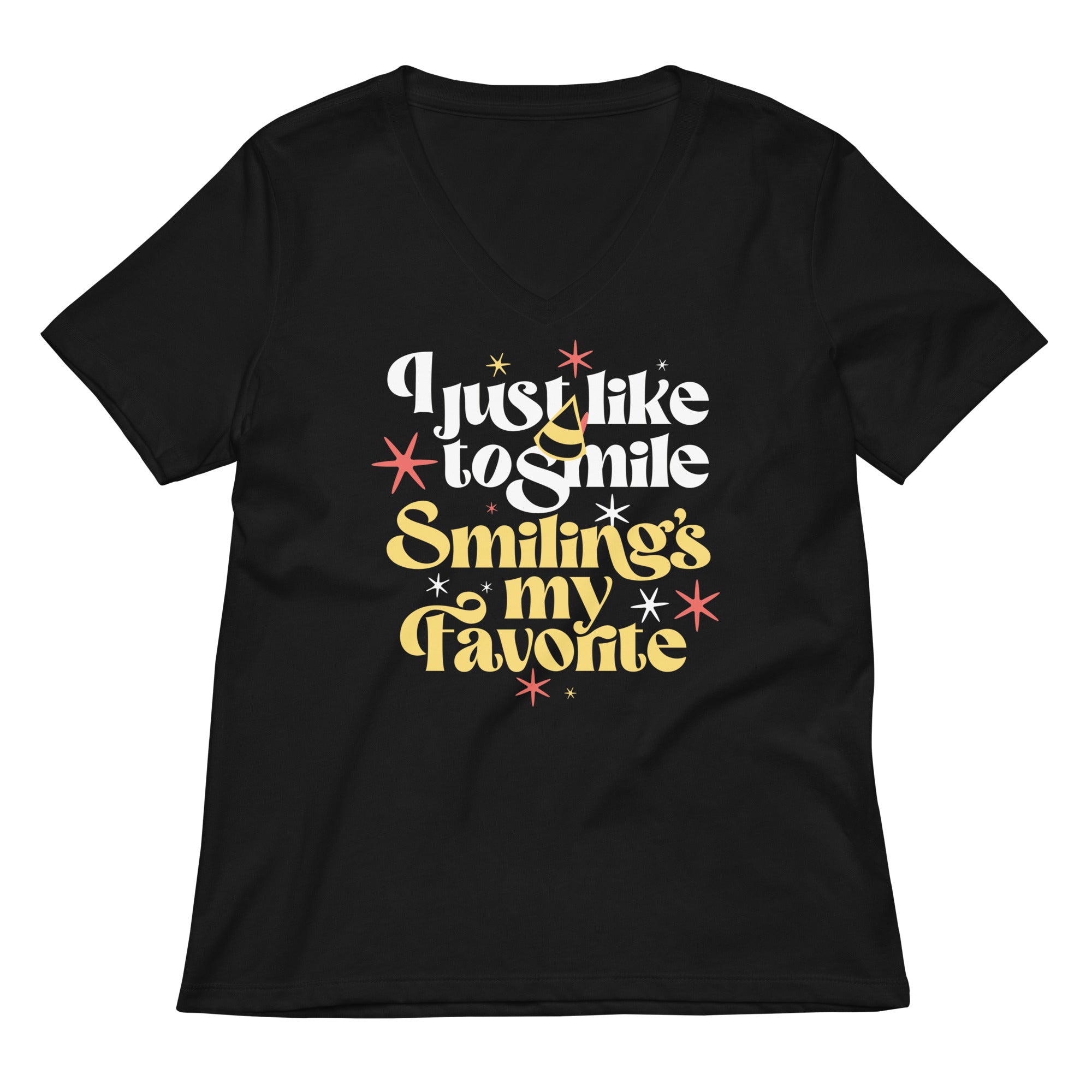 I Just Like To Smile Smiling S My Favorite Women V Neck Tee V Neck T Shirt Clean Design