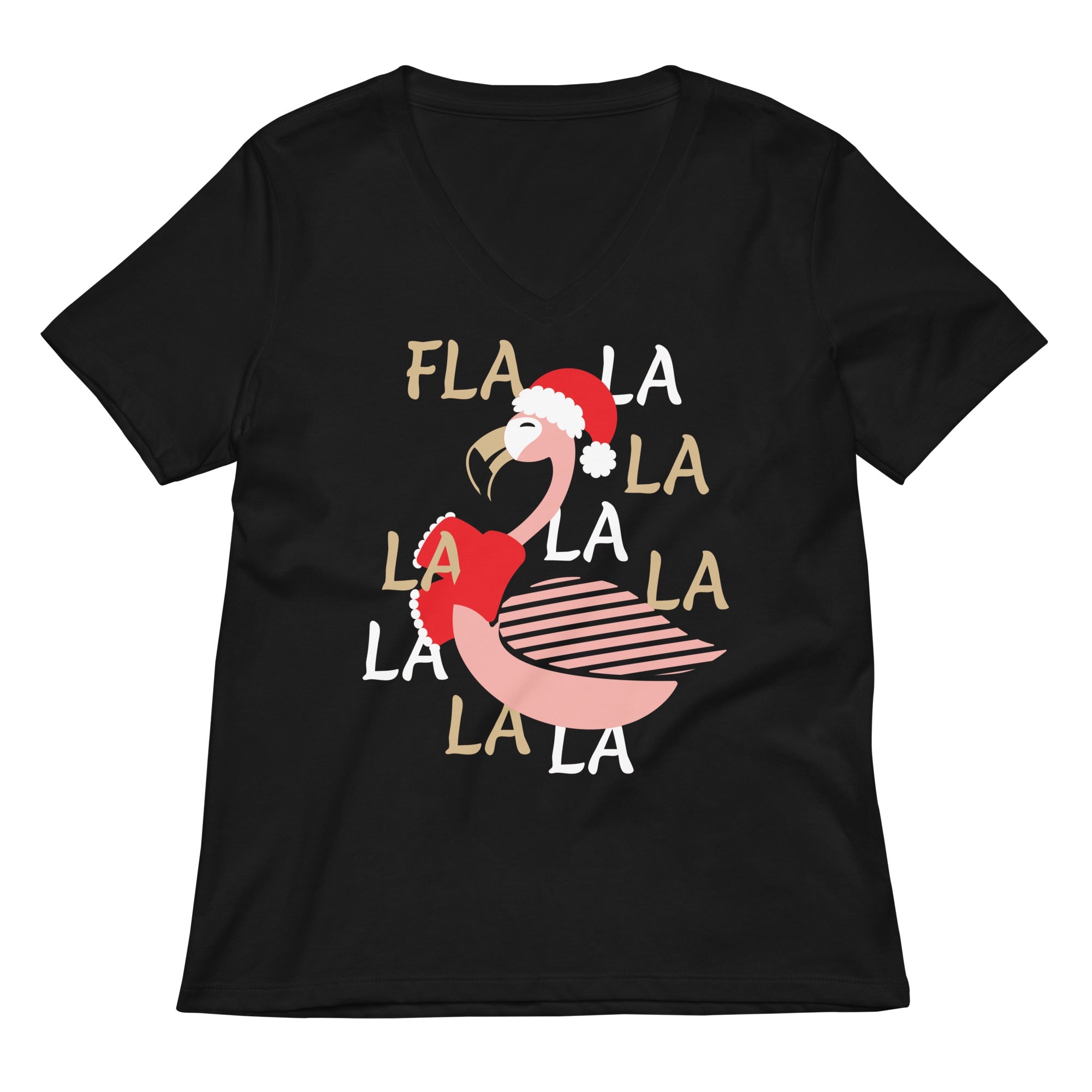 Fla La Lamingo Women S V Neck Tee V Neck T Shirt Everyday Wear