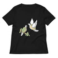 Two Turtle Doves Women S V Neck Tee V Neck T Shirt US Trend