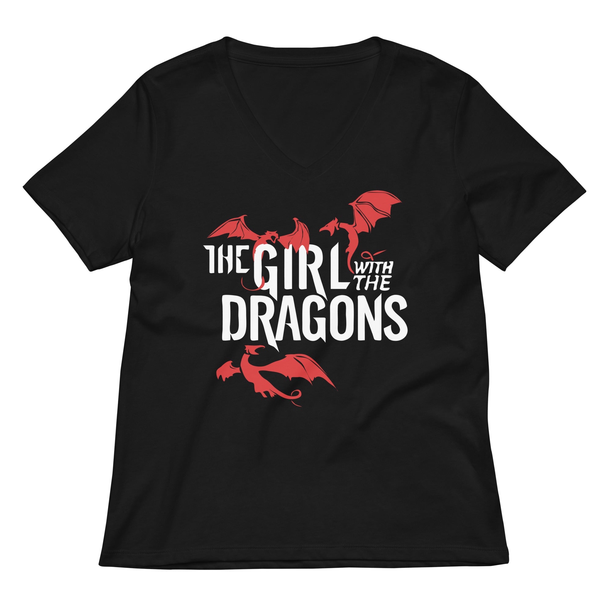 The Girl With Dragons Women S V Neck Tee V Neck T Shirt Everyday Wear