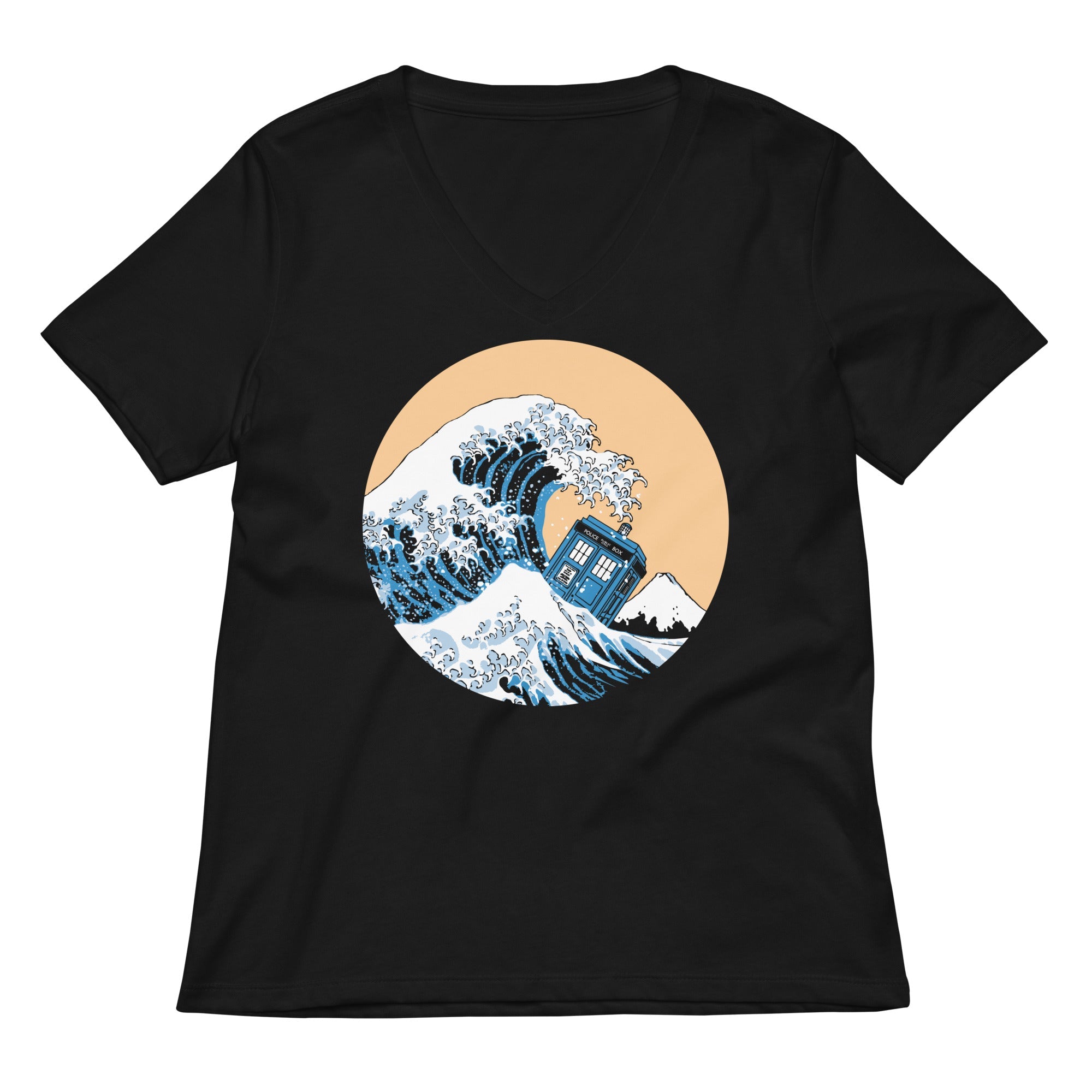 Police Box Wave Women S V Neck Tee V Neck T Shirt Everyday Wear