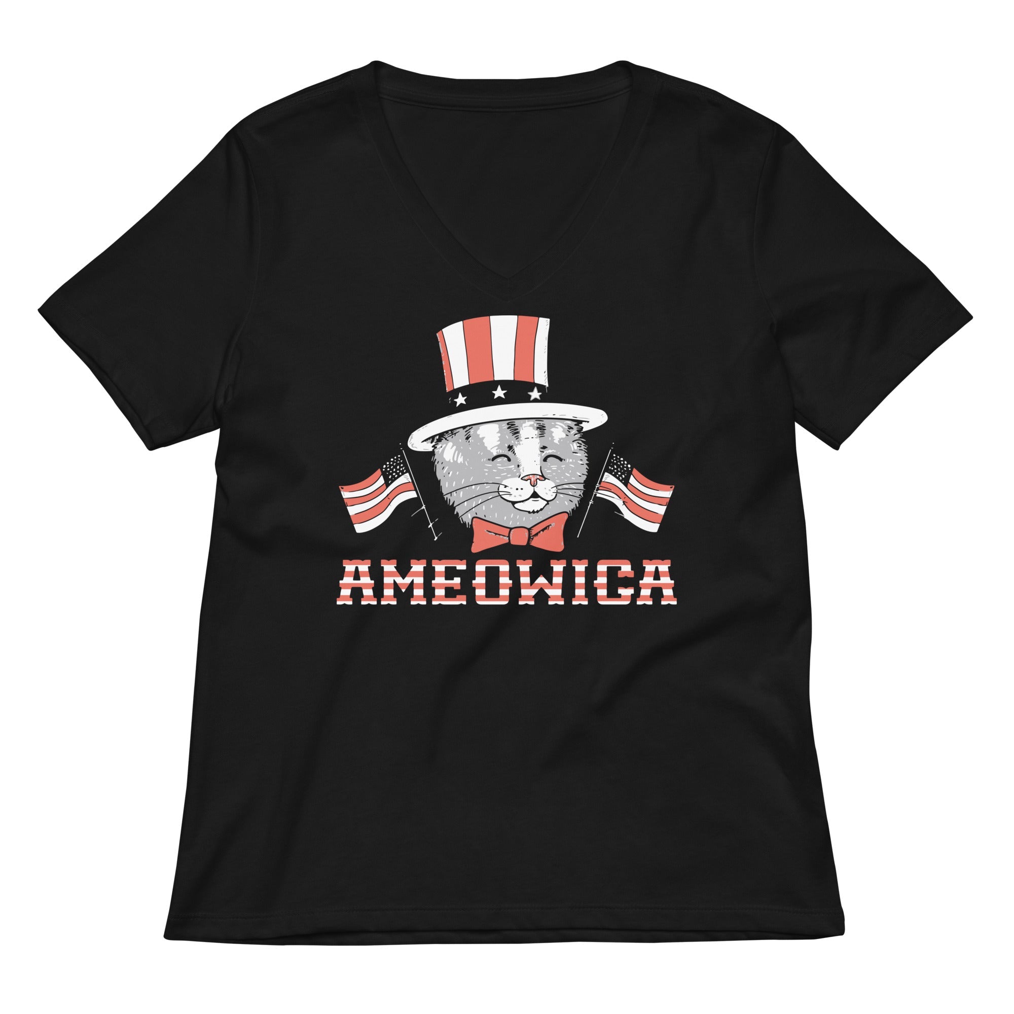 Ameowica Women S V Neck Tee V Neck T Shirt Premium Print