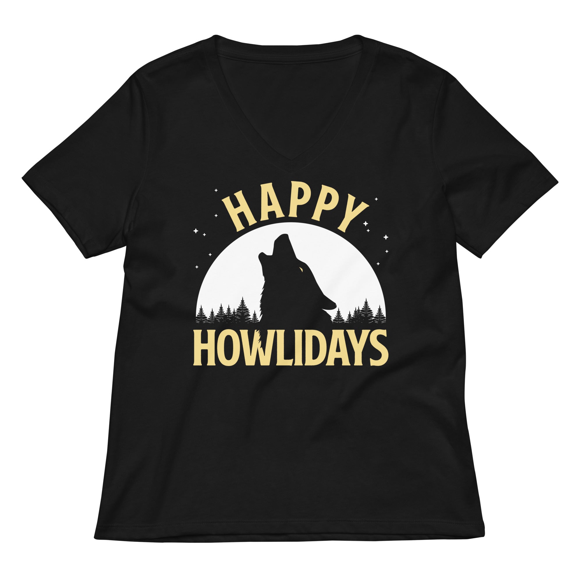 Happy Howlidays Women S V Neck Tee V Neck T Shirt Clean Design