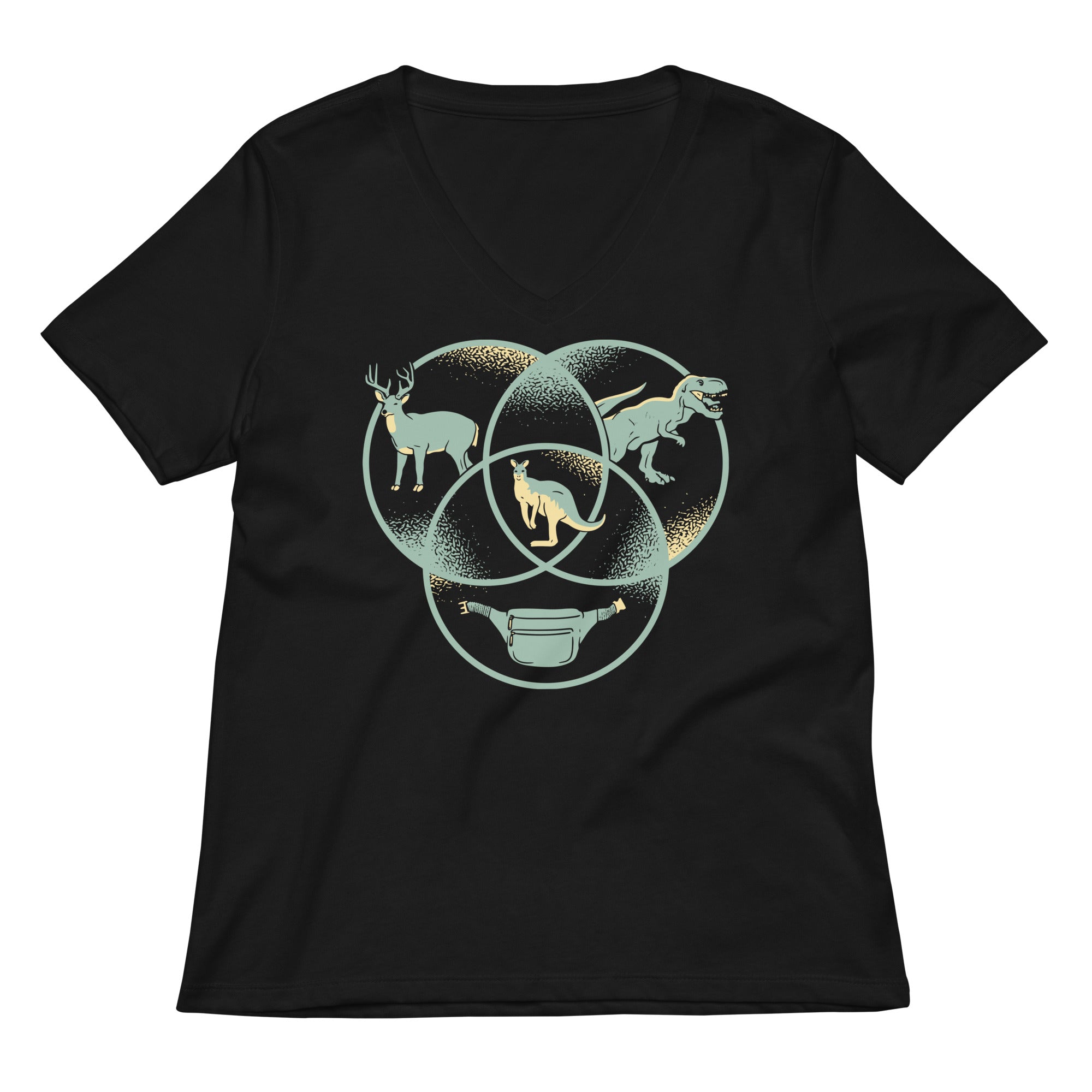 Kangaroo Venn Diagram Women S V Neck Tee V Neck T Shirt US Trend