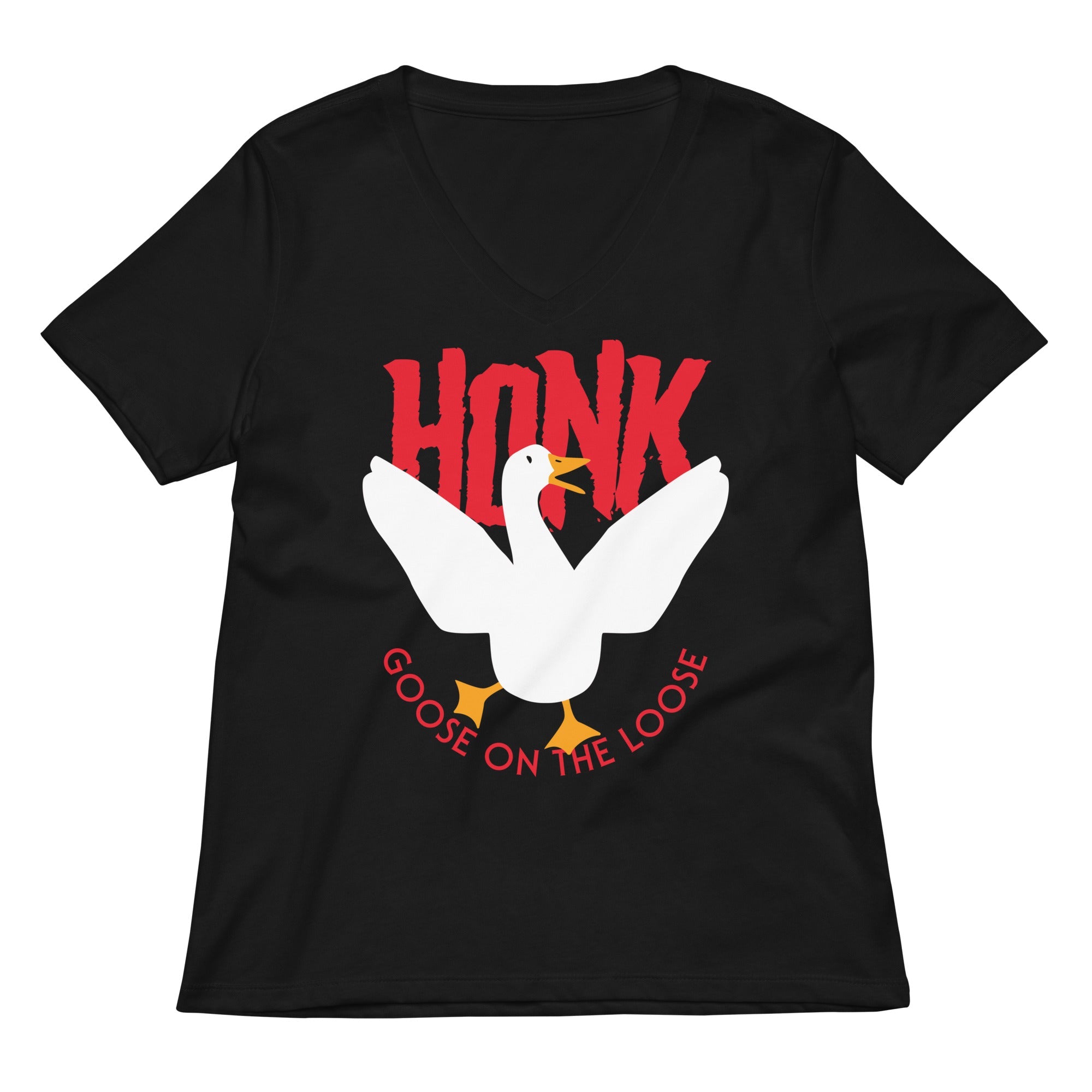 Honk Goose On The Loose Women S V Neck Tee V Neck T Shirt Everyday Wear