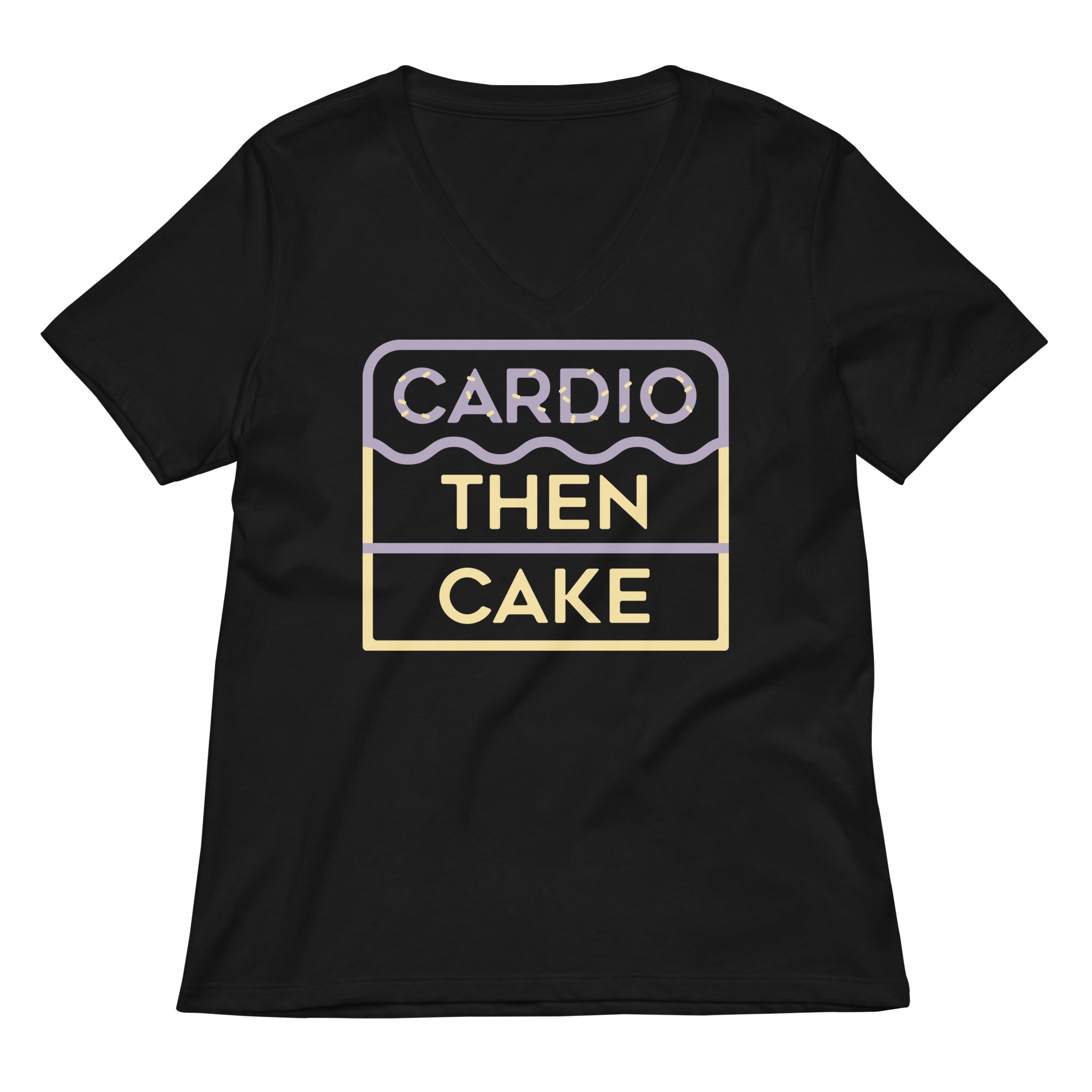 Cardio Then Cake Women S V Neck Tee V Neck T Shirt Everyday Wear