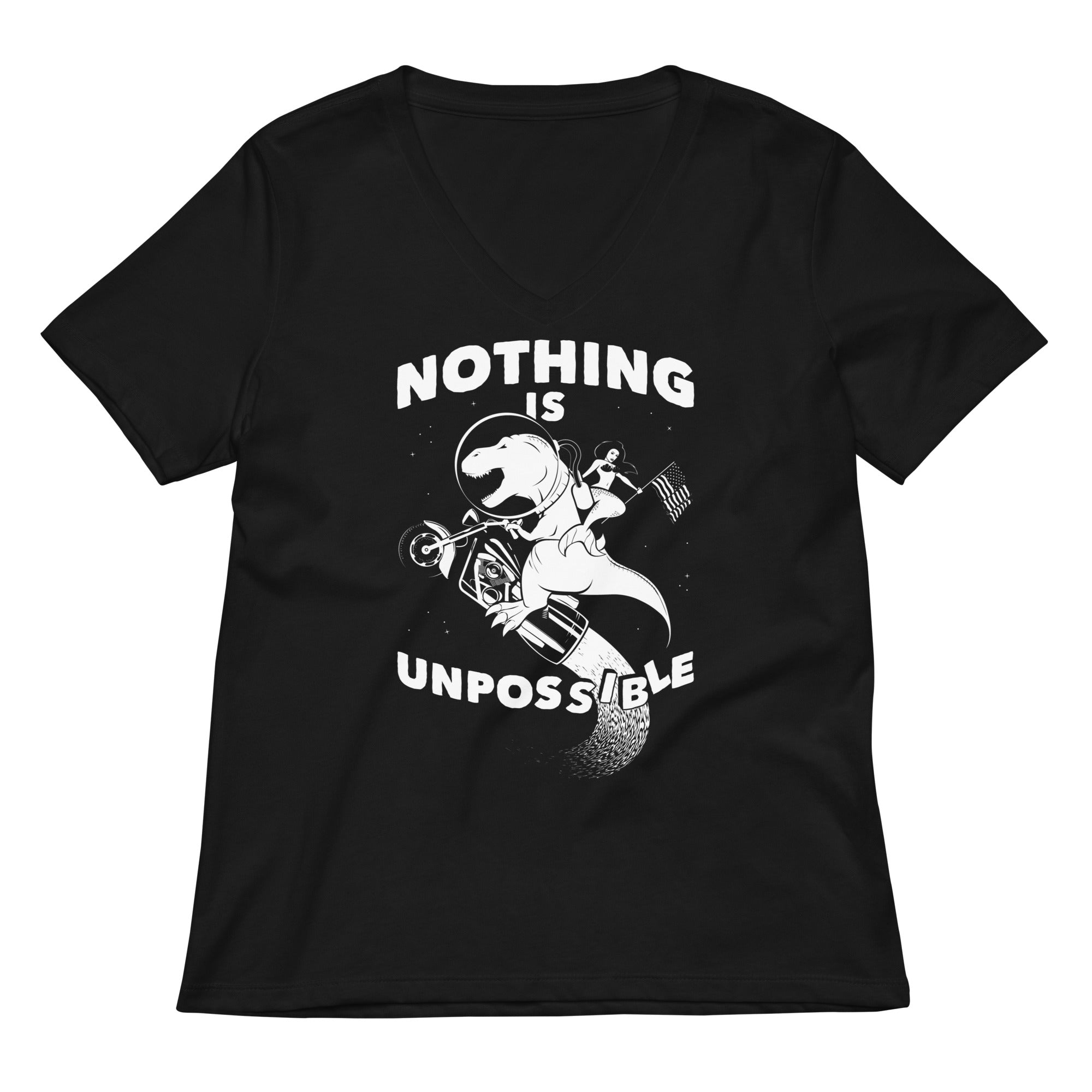 Nothing Is Unpossible Women S V Neck Tee V Neck T Shirt Premium Print