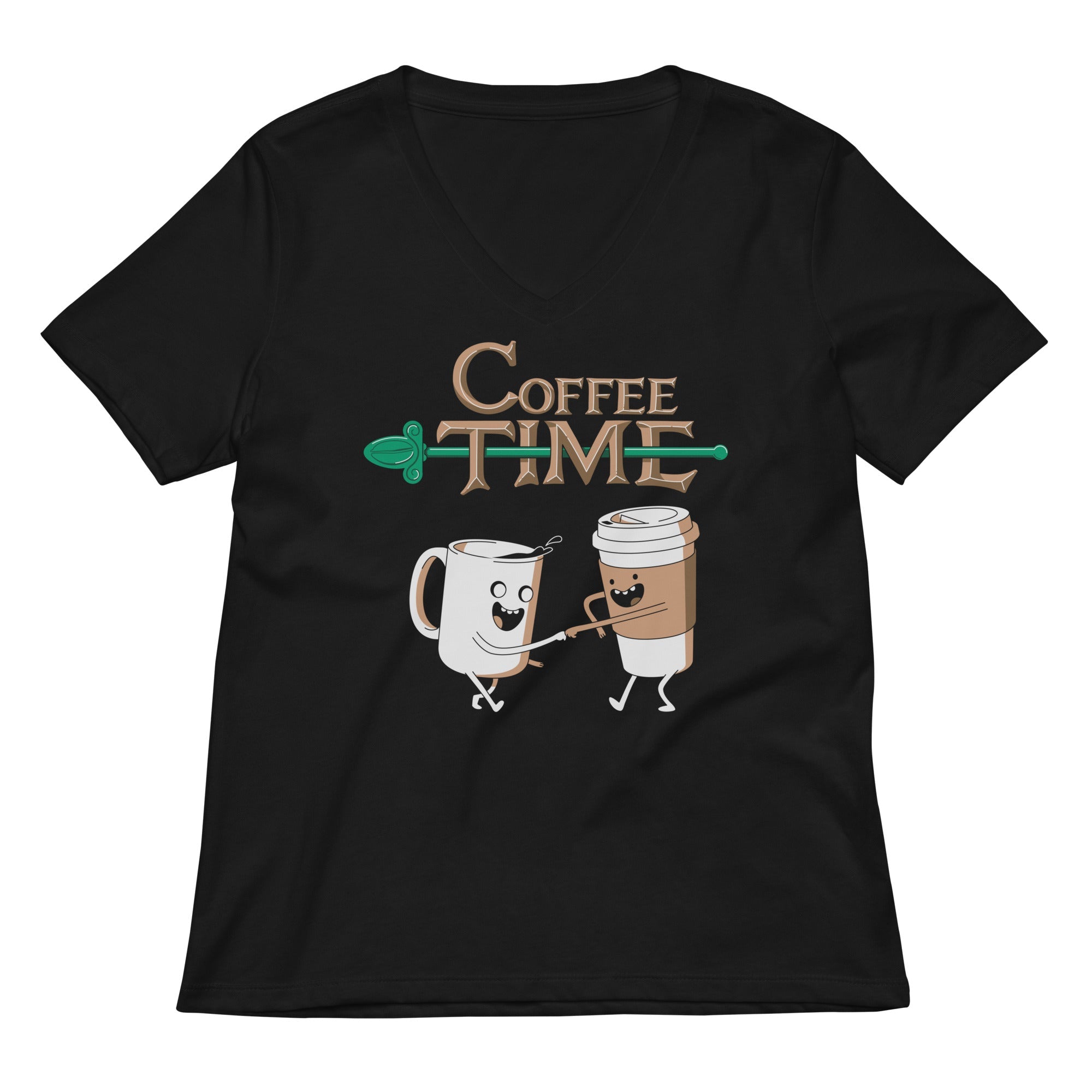 Coffee Time Women S V Neck Tee V Neck T Shirt Gift Ready