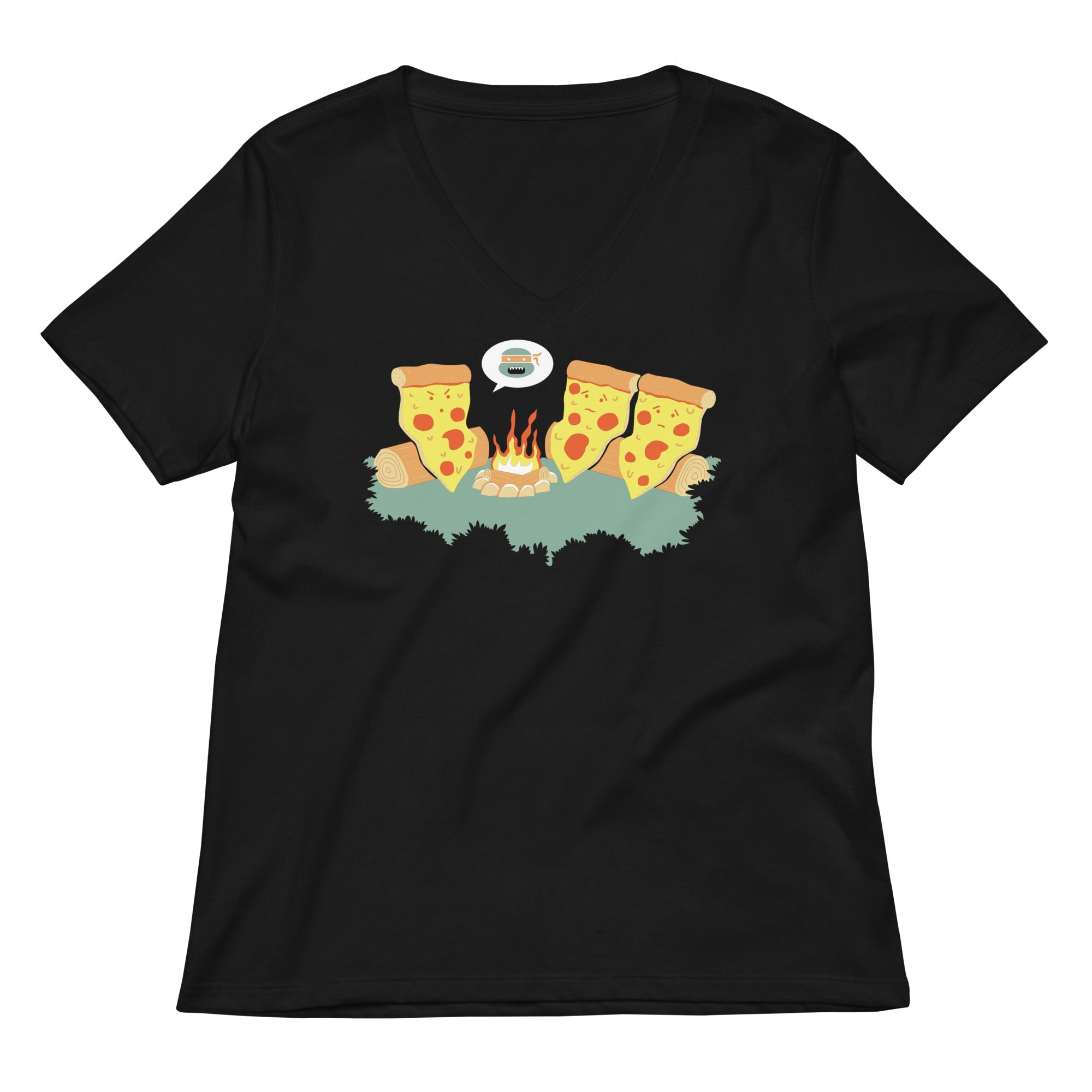 Pizza Campfire Story Women S V Neck Tee V Neck T Shirt Everyday Wear