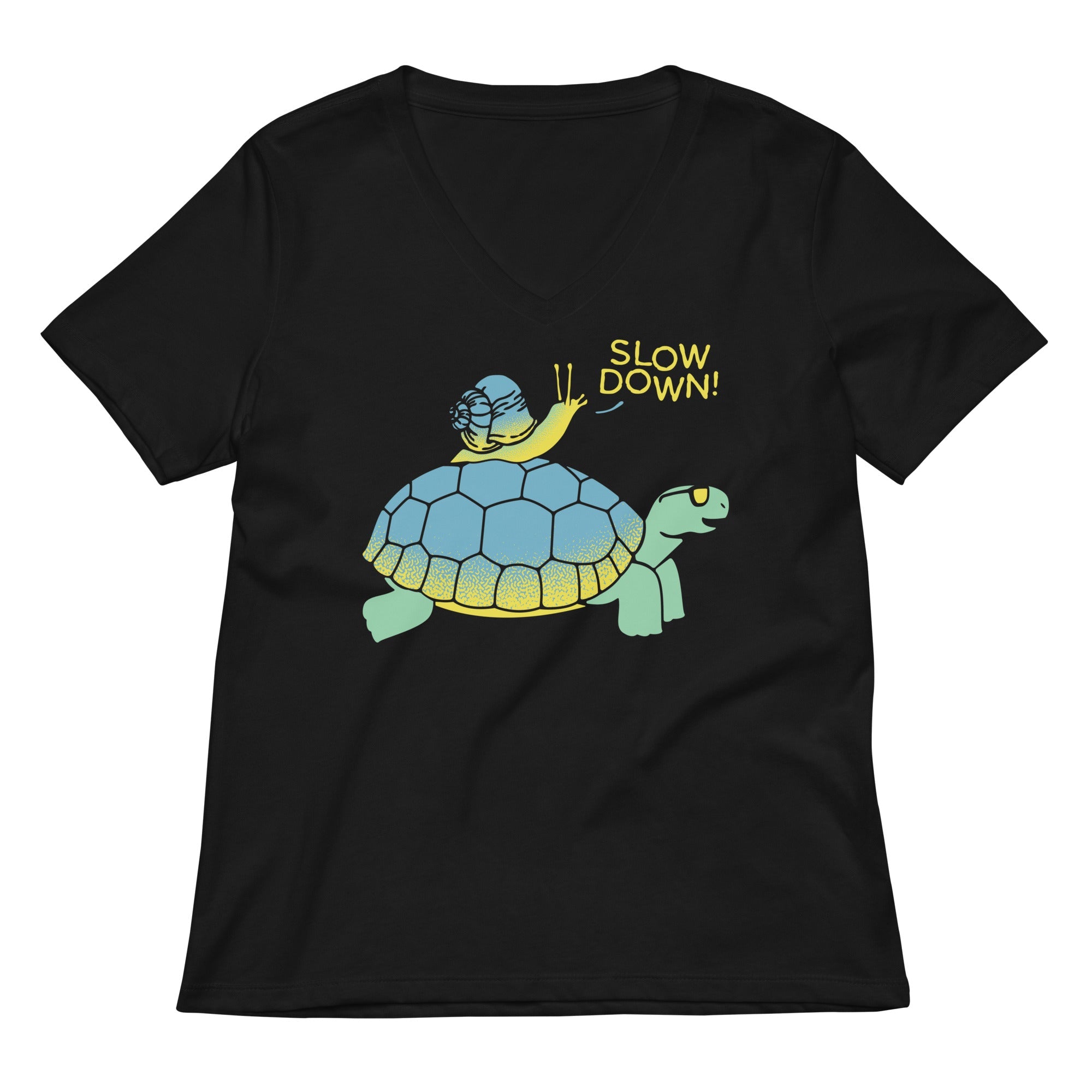 Slow Down Women S V Neck Tee V Neck T Shirt US Trend