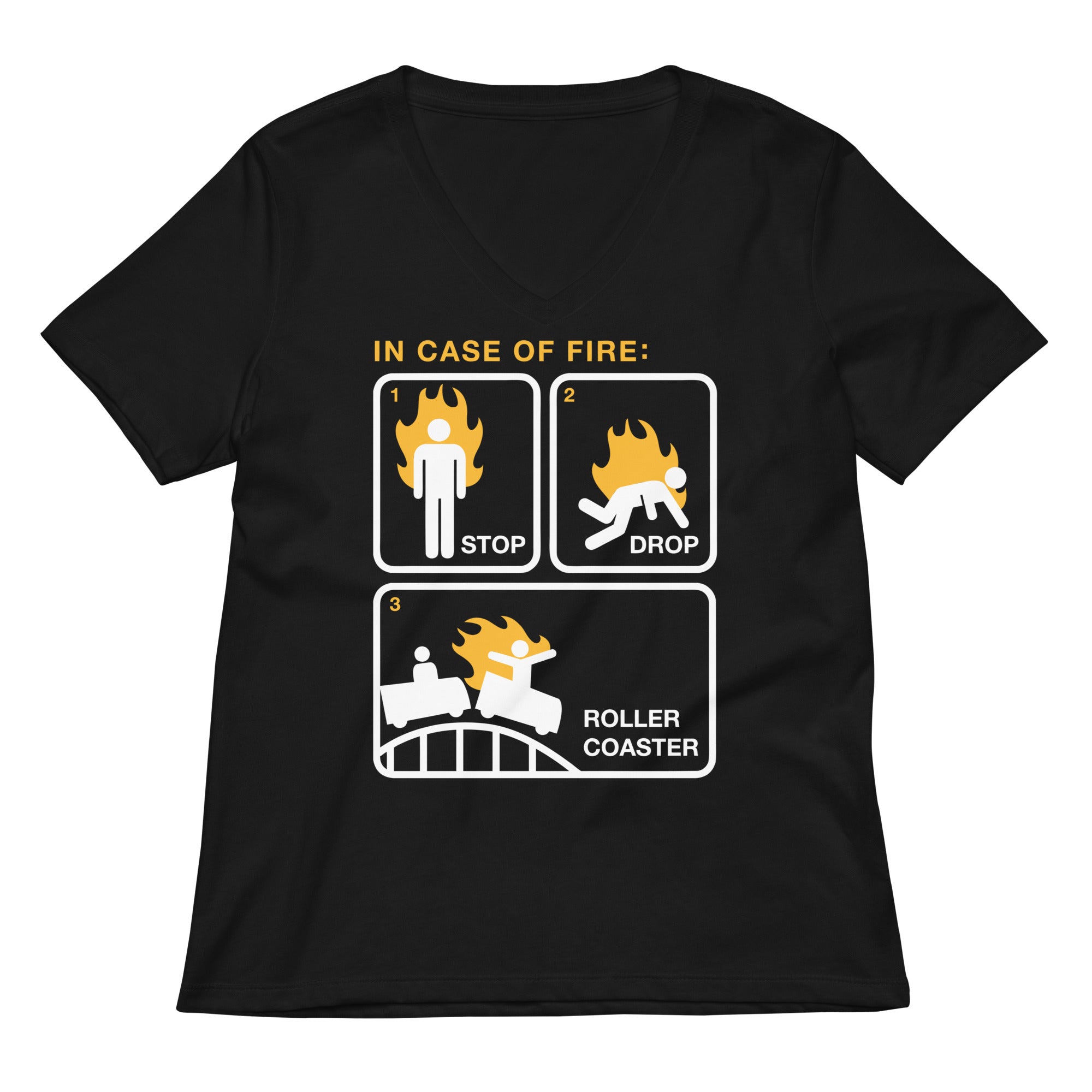 Stop Drop Roller Coaster Women S V Neck Tee V Neck T Shirt US Trend